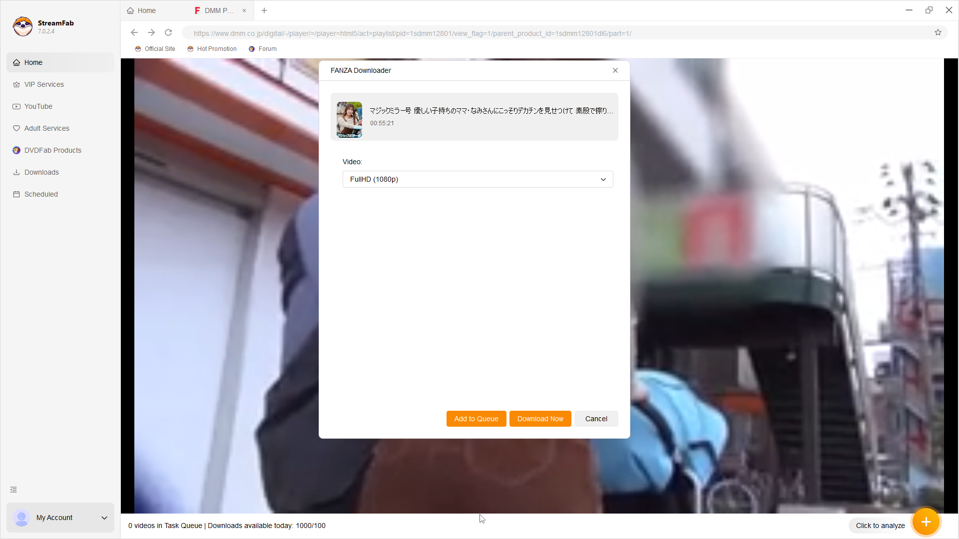 how to convert fanza videos to mp4 via streamfab step 4