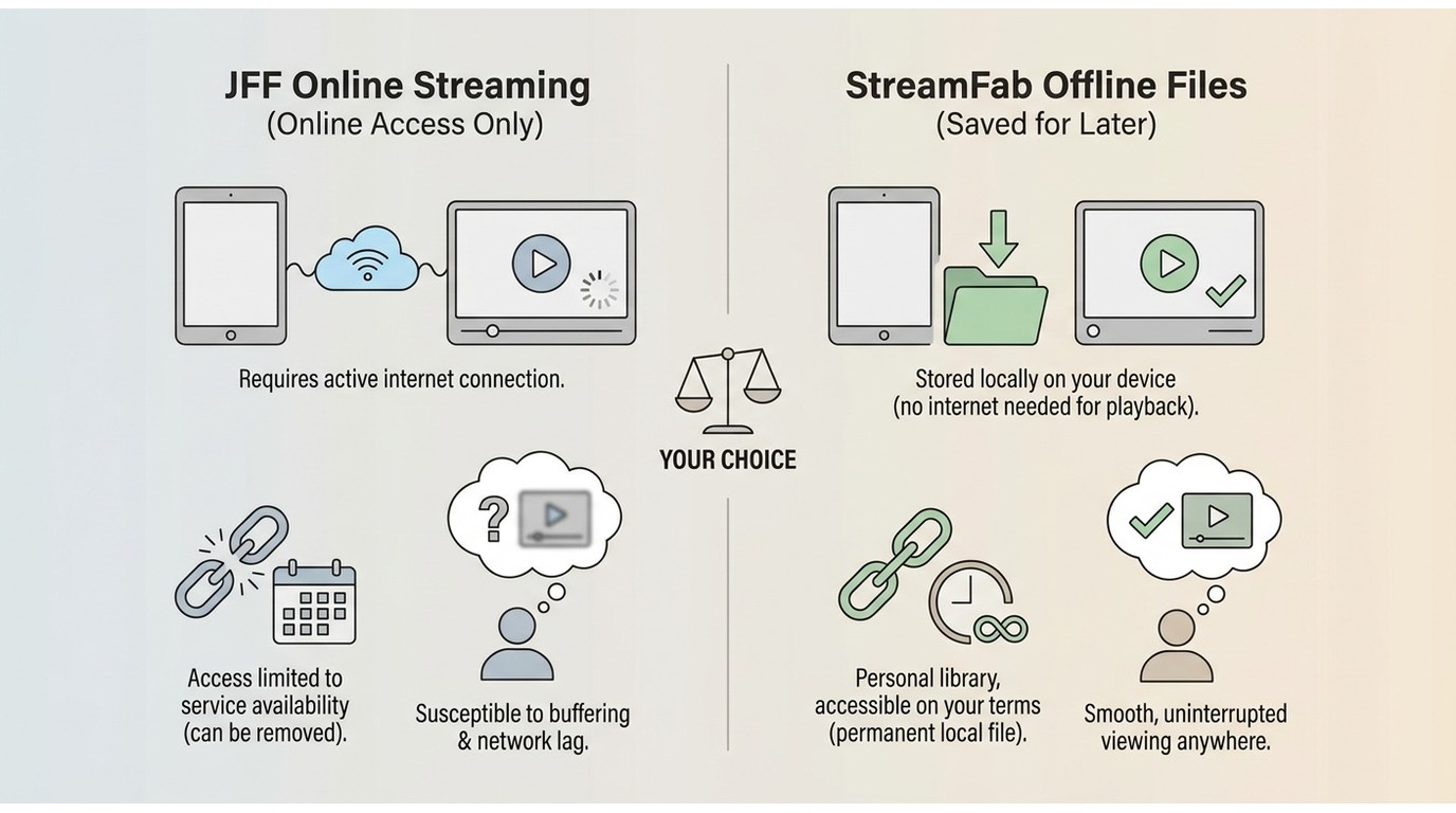 Jff online streaming vs streamfab offline files