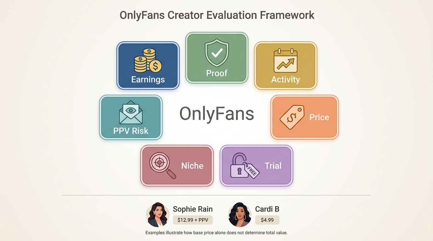 How to assess OnlyFans value using evidence, activity, pricing, niche fit, and PPV risk