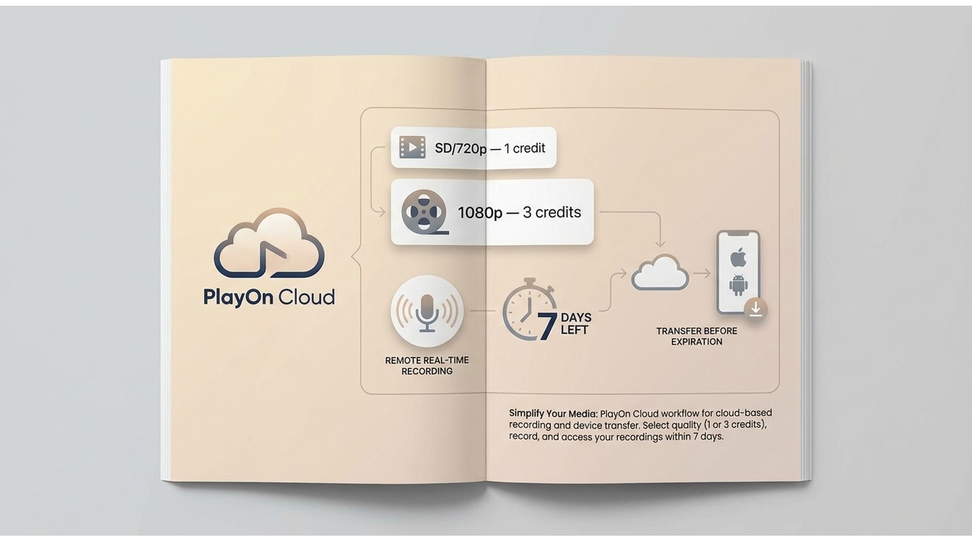 PlayOn Cloud uses 1 credit for SD or 720p, 3 for 1080p, with seven-day storage