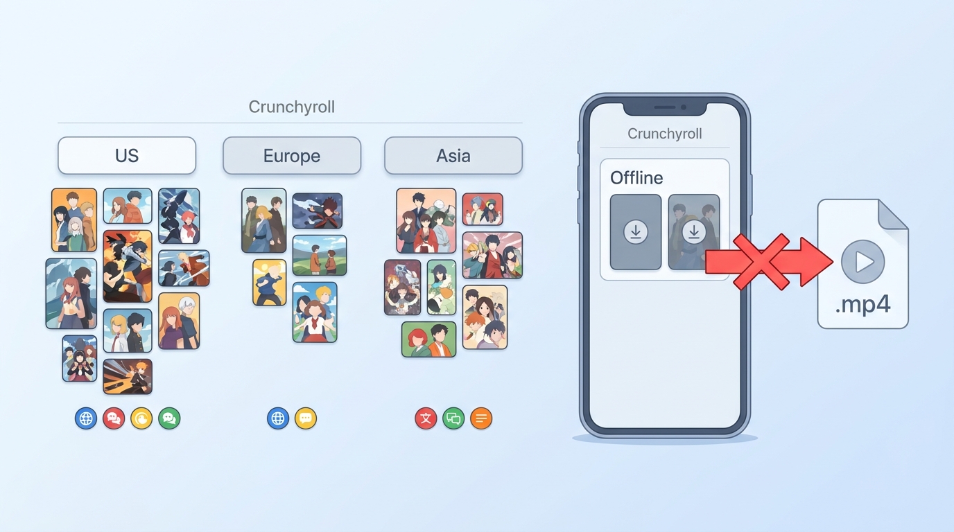 Why Crunchyroll catalogs vary by region and offline downloads remain inside the app