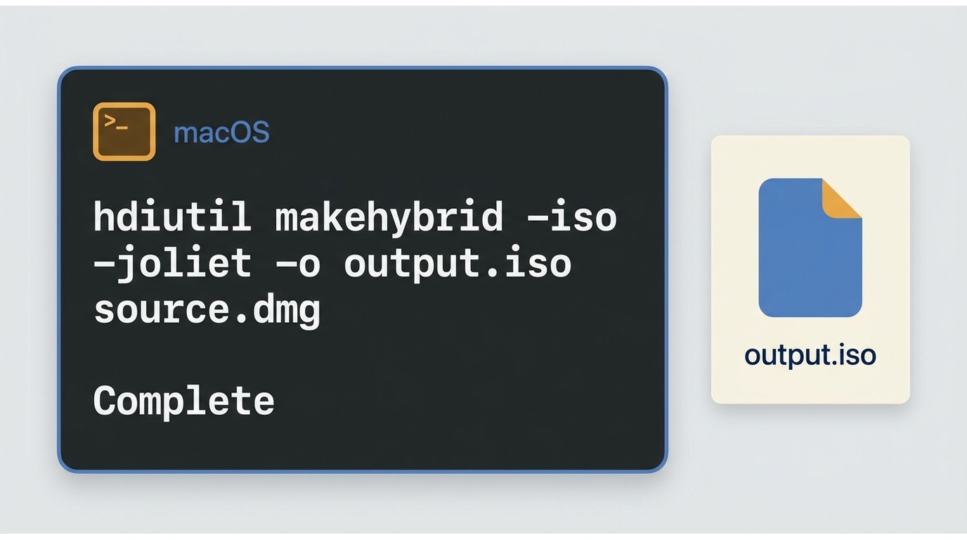 macOS hdiutil command converting source.dmg into output.iso