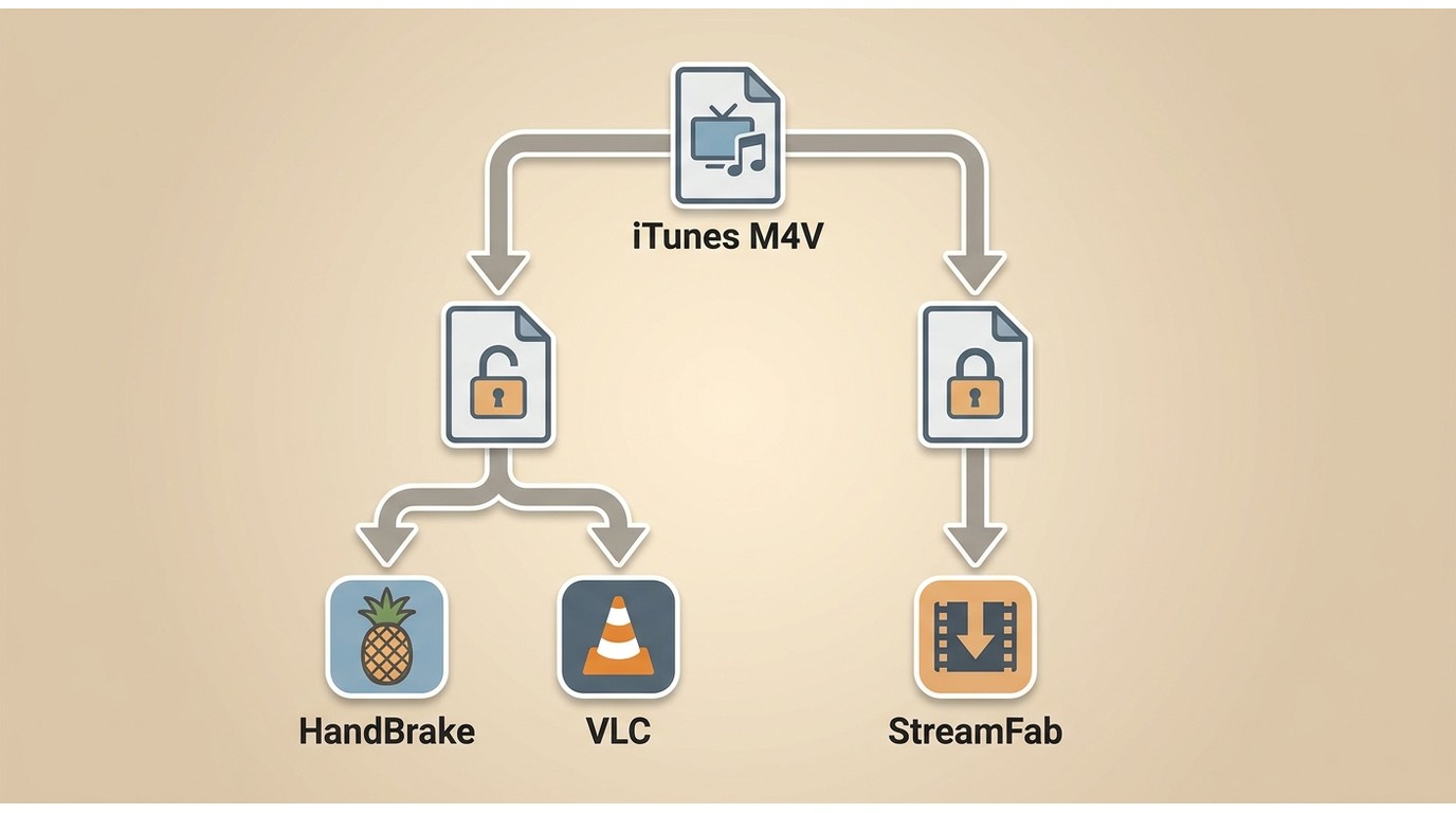 Workflow for choosing between unprotected and protected iTunes M4V conversion paths