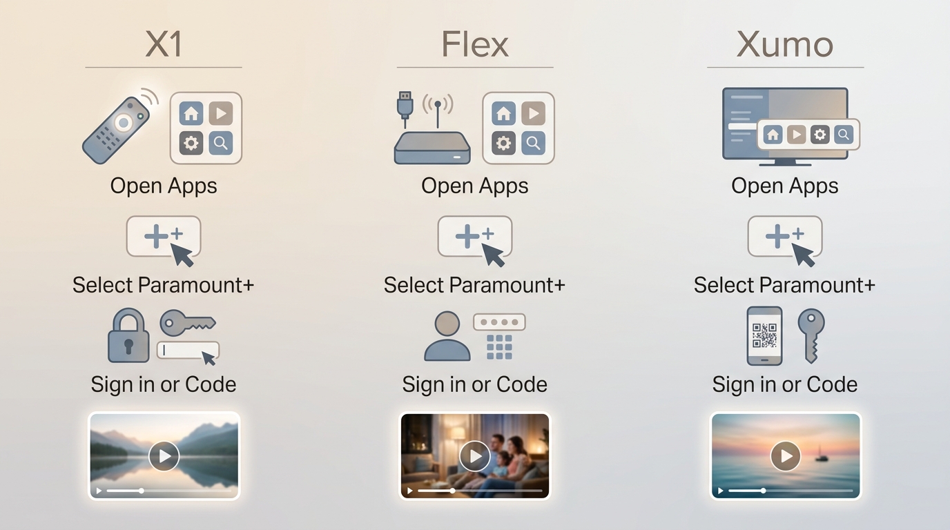 How to activate Paramount+ on X1, Flex, and Xumo from app launch to sign-in