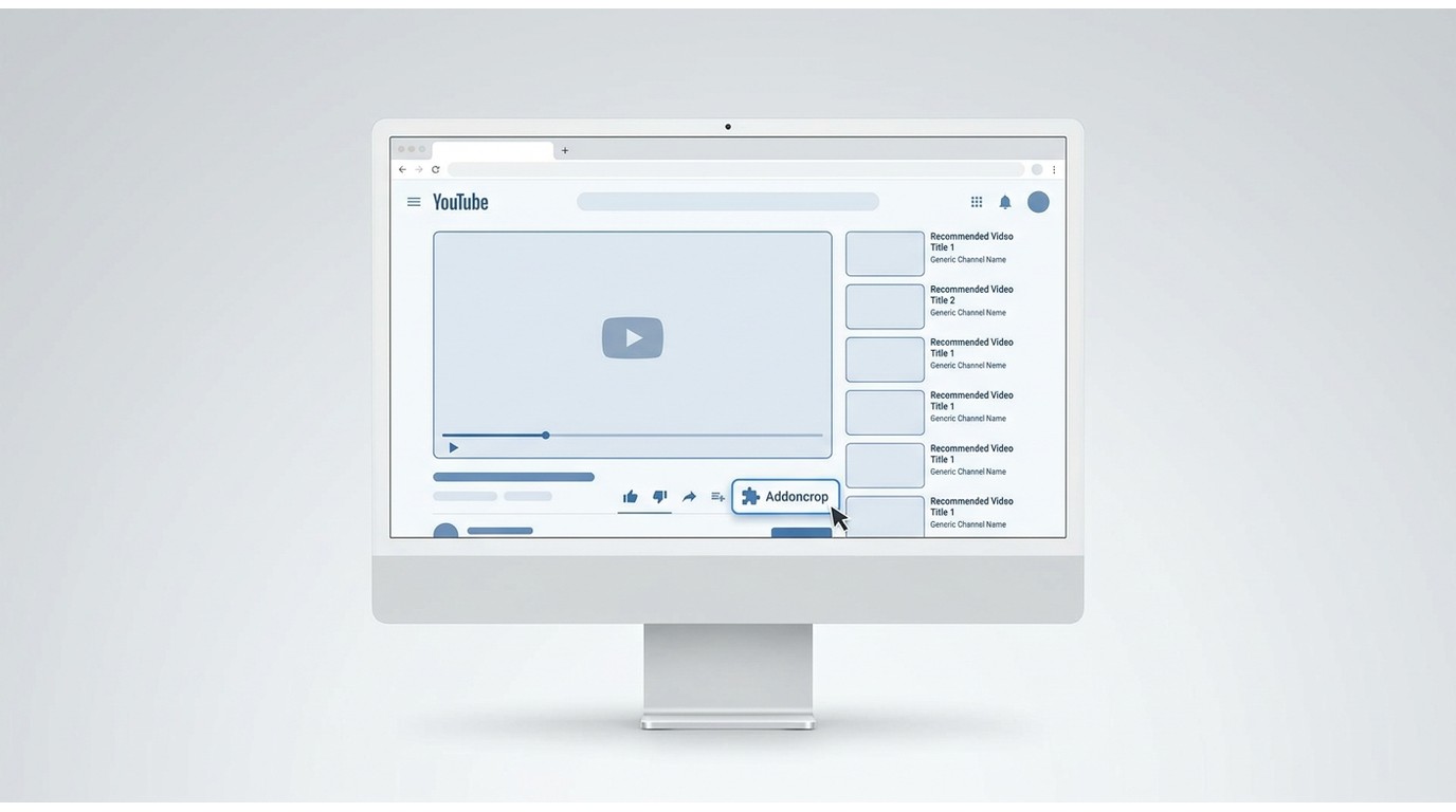 YouTube 页面中 Addoncrop 下载按钮所在位置