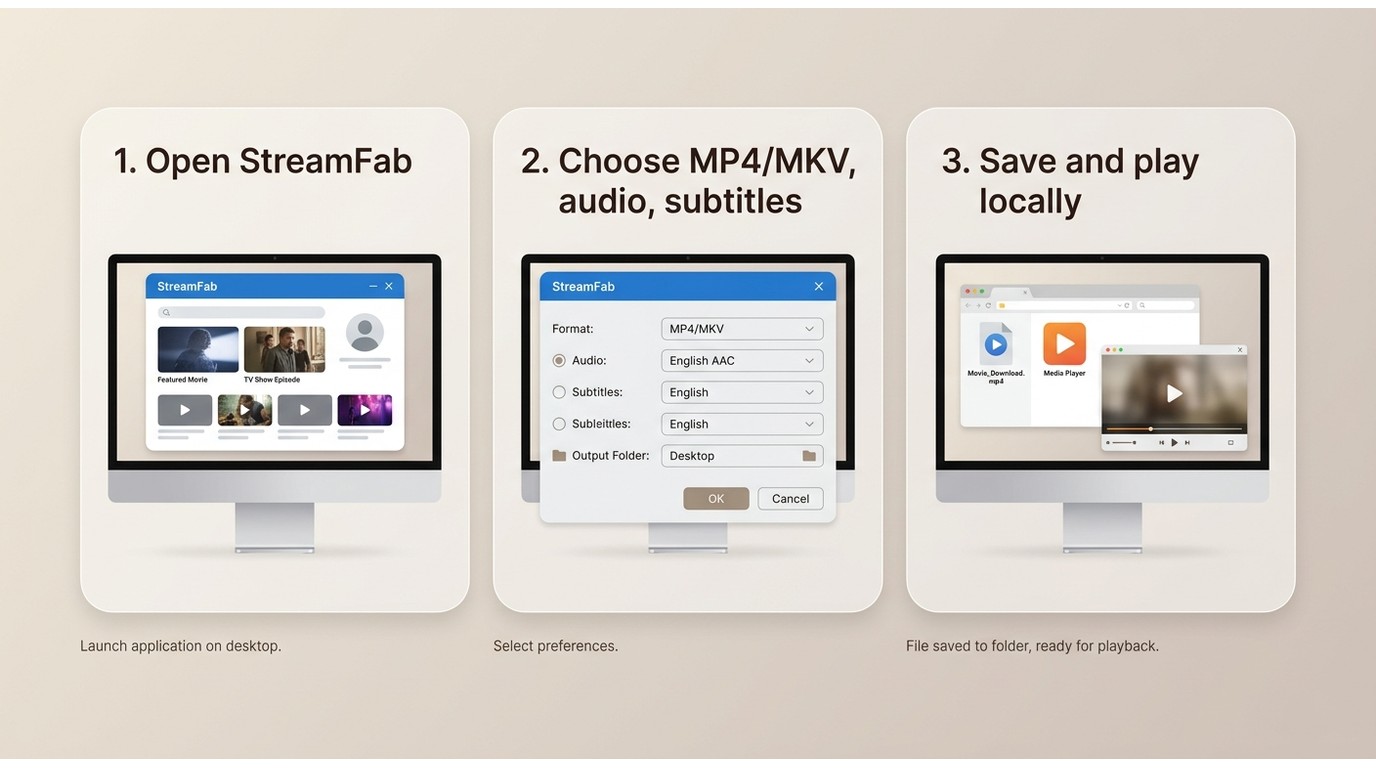How to save a Hulu video with StreamFab in three steps from login to local playback