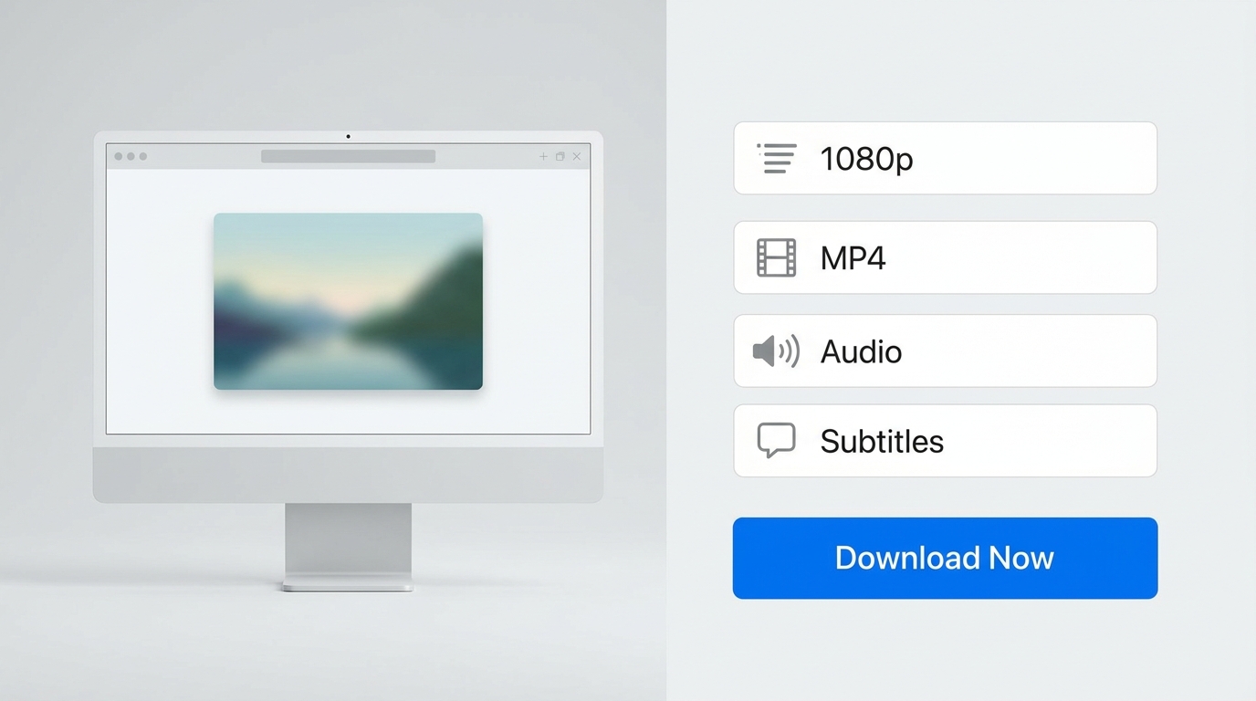 StreamFab on a Tubi title page with options for 1080p, MP4, audio, subtitles, and download.