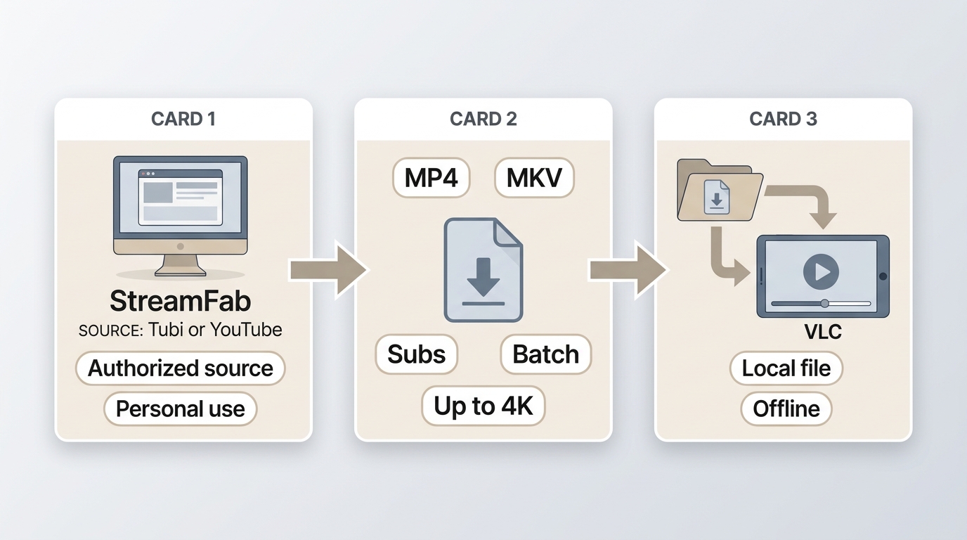 How StreamFab turns authorized streaming access into local MP4 or MKV files for offline playback