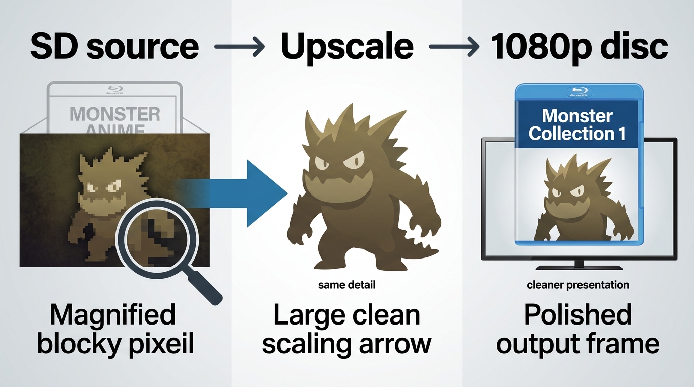 How Monster Blu-ray can be 1080p while the original animation source remains SD