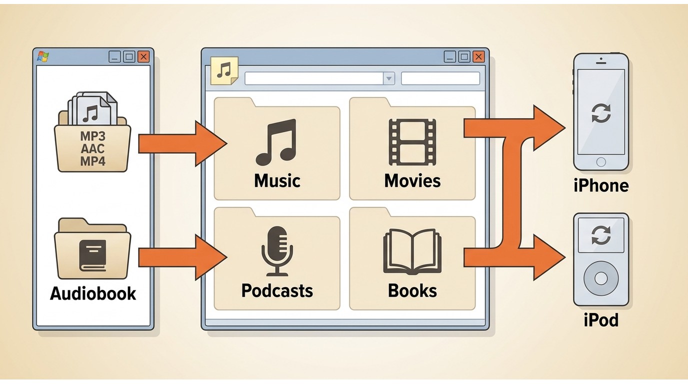 How iTunes handles local files, library organization, and syncing to Apple devices