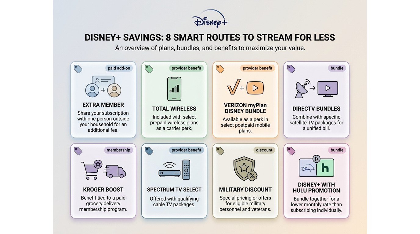 Overview of 8 ways to pay less for Disney+ through providers, bundles, discounts, and Extra Member