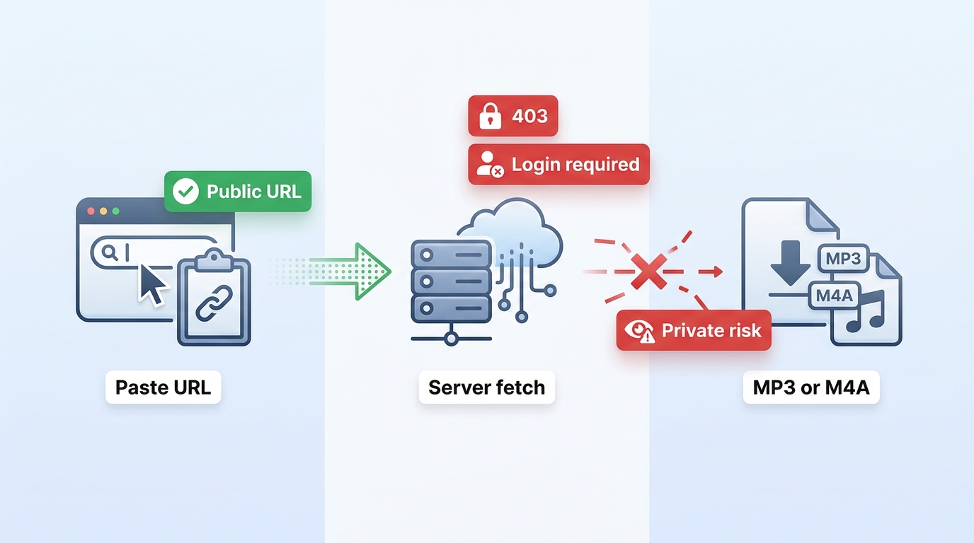 Flow of pasting a public link into an online extractor and possible 403 or privacy issues