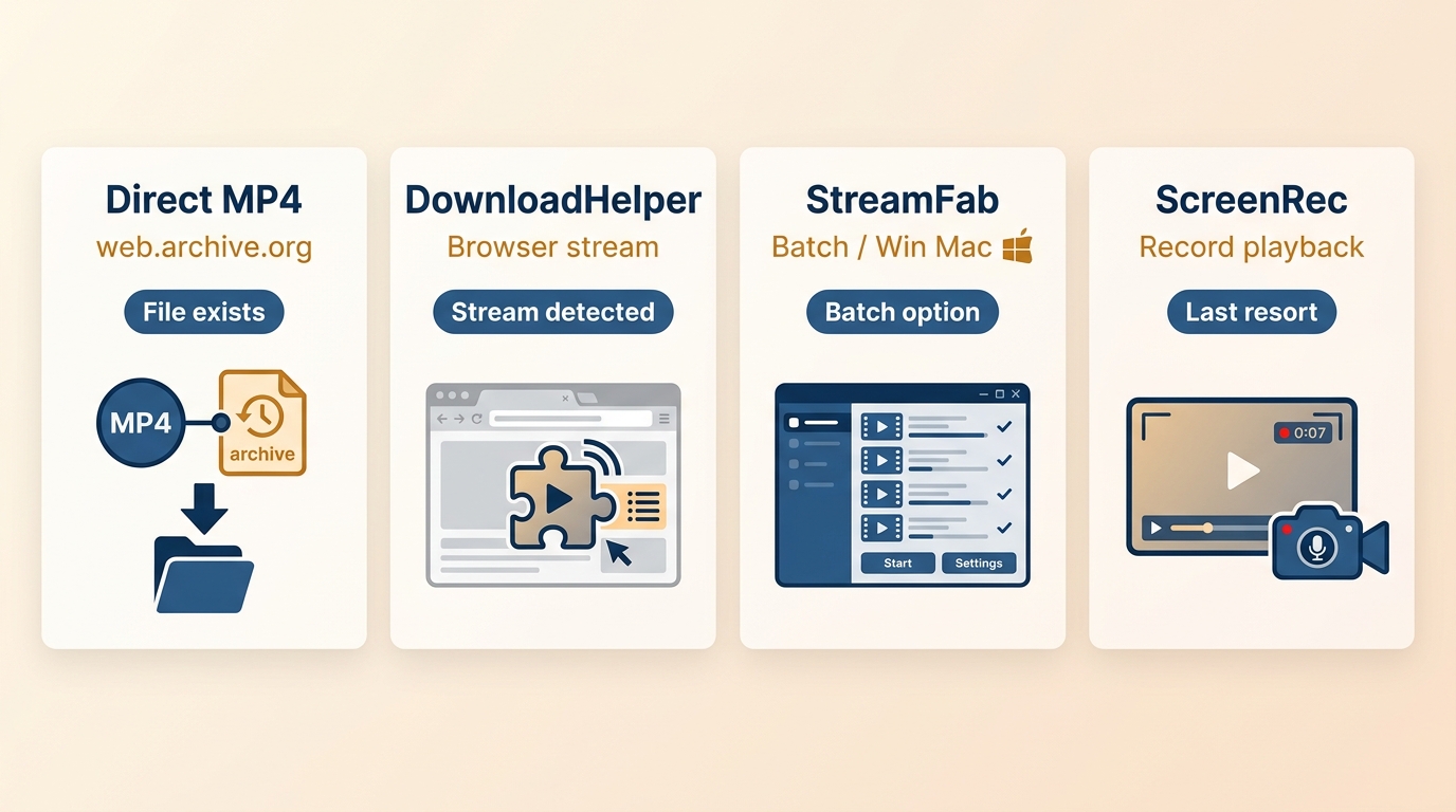 Wayback Machine 视频转 MP4 的四种路径:直链、扩展、StreamFab、录屏