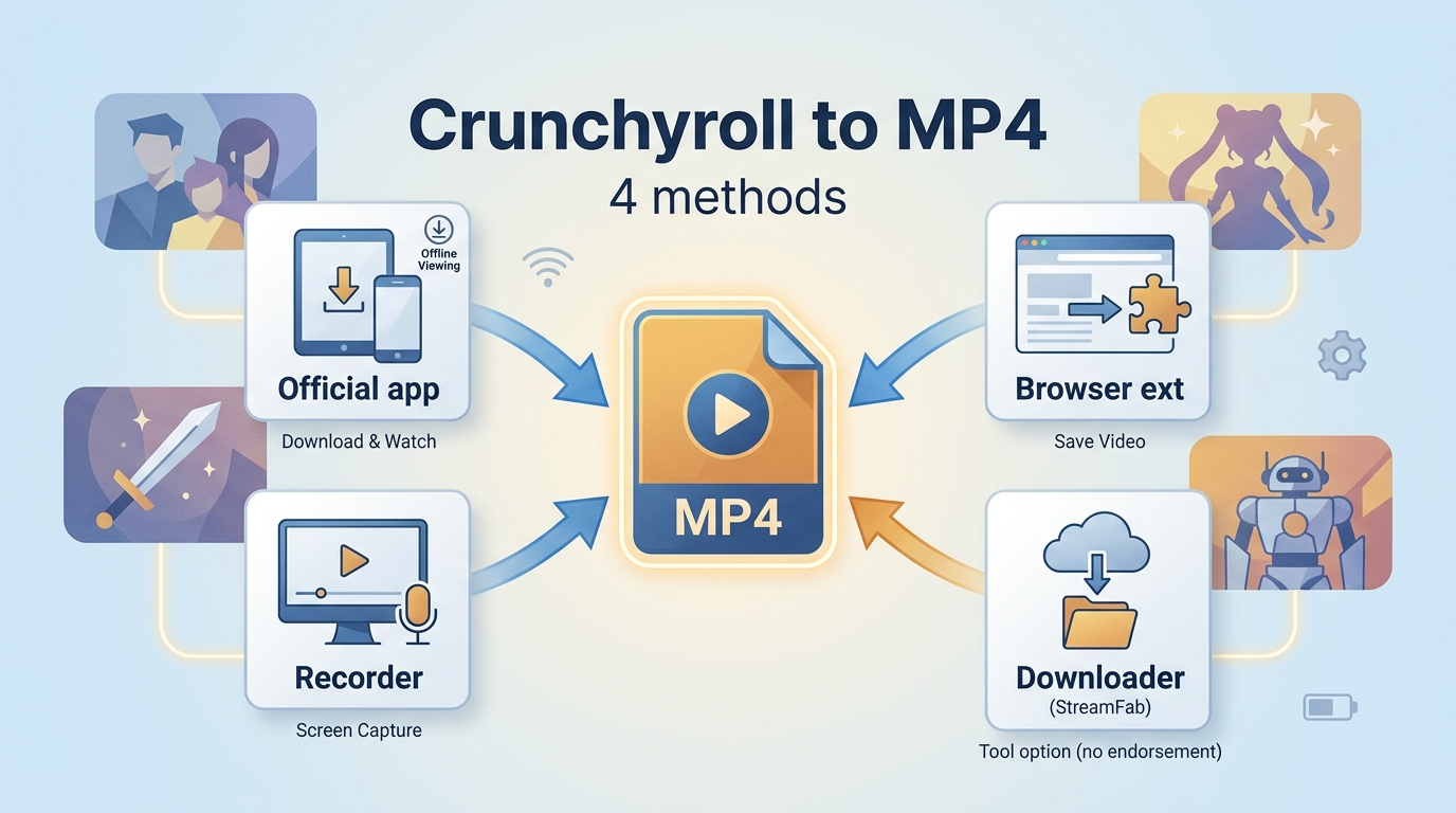 Crunchyroll to MP4 in 2026: 4 Methods Compared