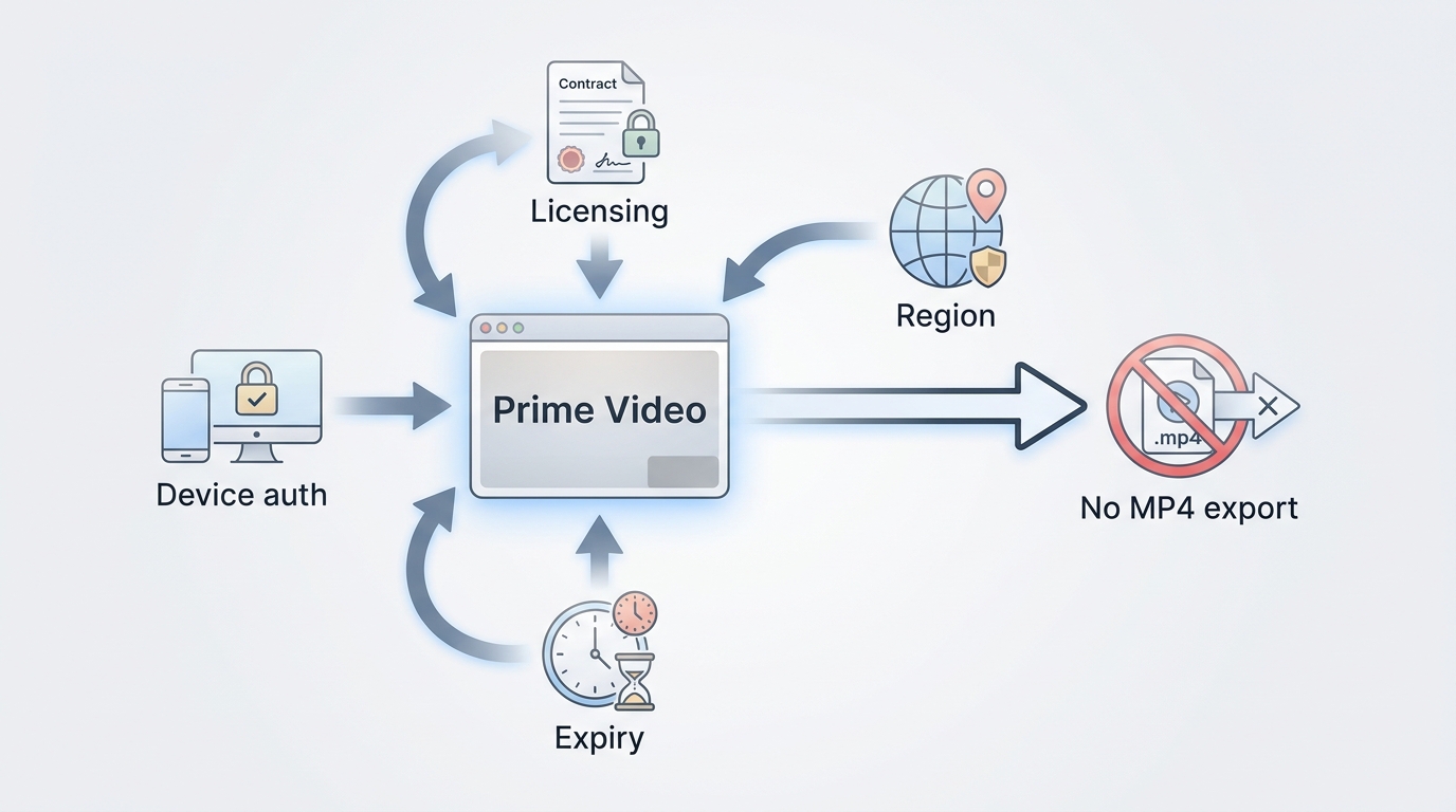 Why Prime Video keeps downloads inside the app instead of exporting MP4 files.