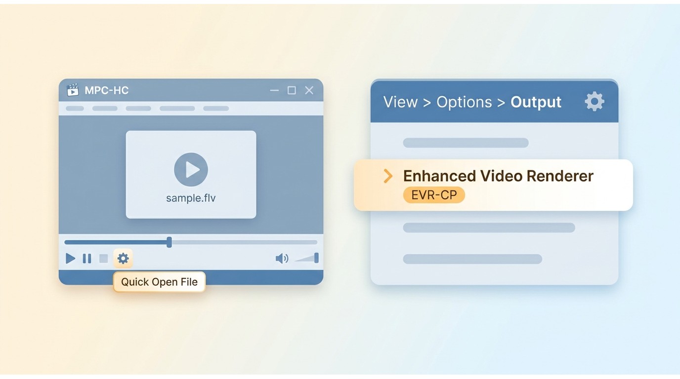 MPC-HC opening an FLV file and the Output setting for Enhanced Video Renderer