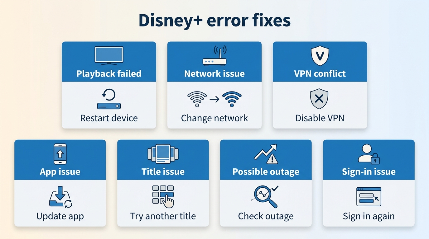 Disney+ 常见错误码与对应首要处理动作对照