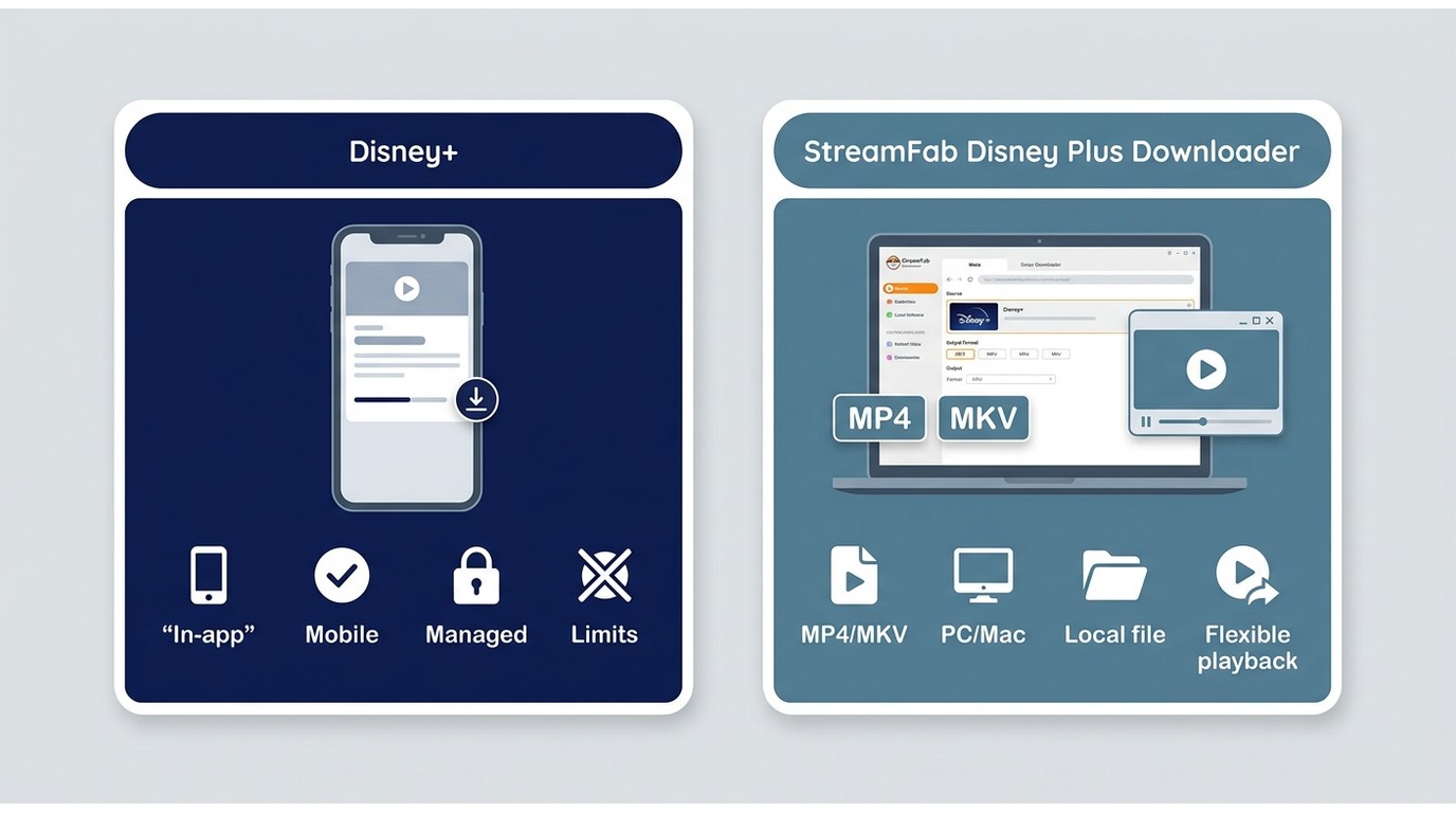 官方 Disney+ 下载与 StreamFab 本地 MP4/MKV 工作流对比