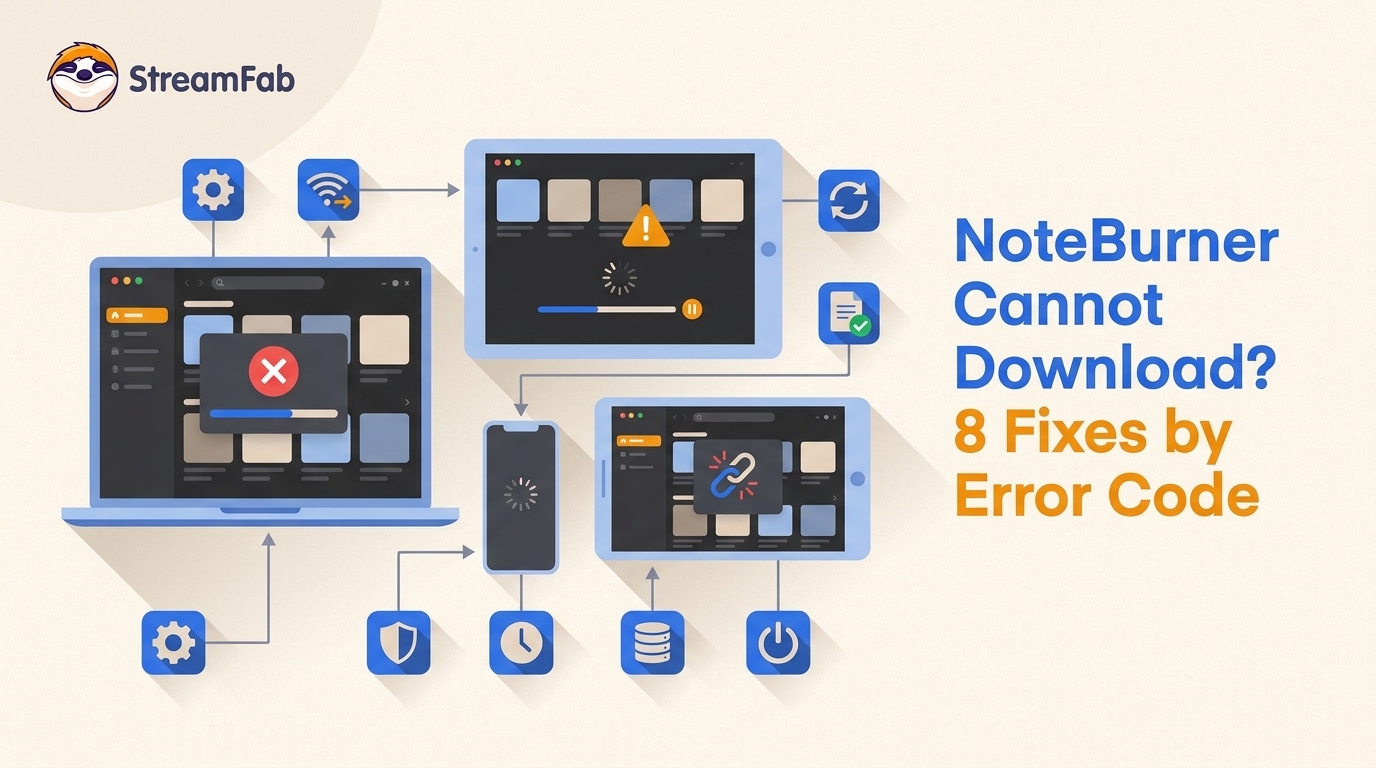 NoteBurner Cannot Download? 8 Fixes by Error Code (2026)