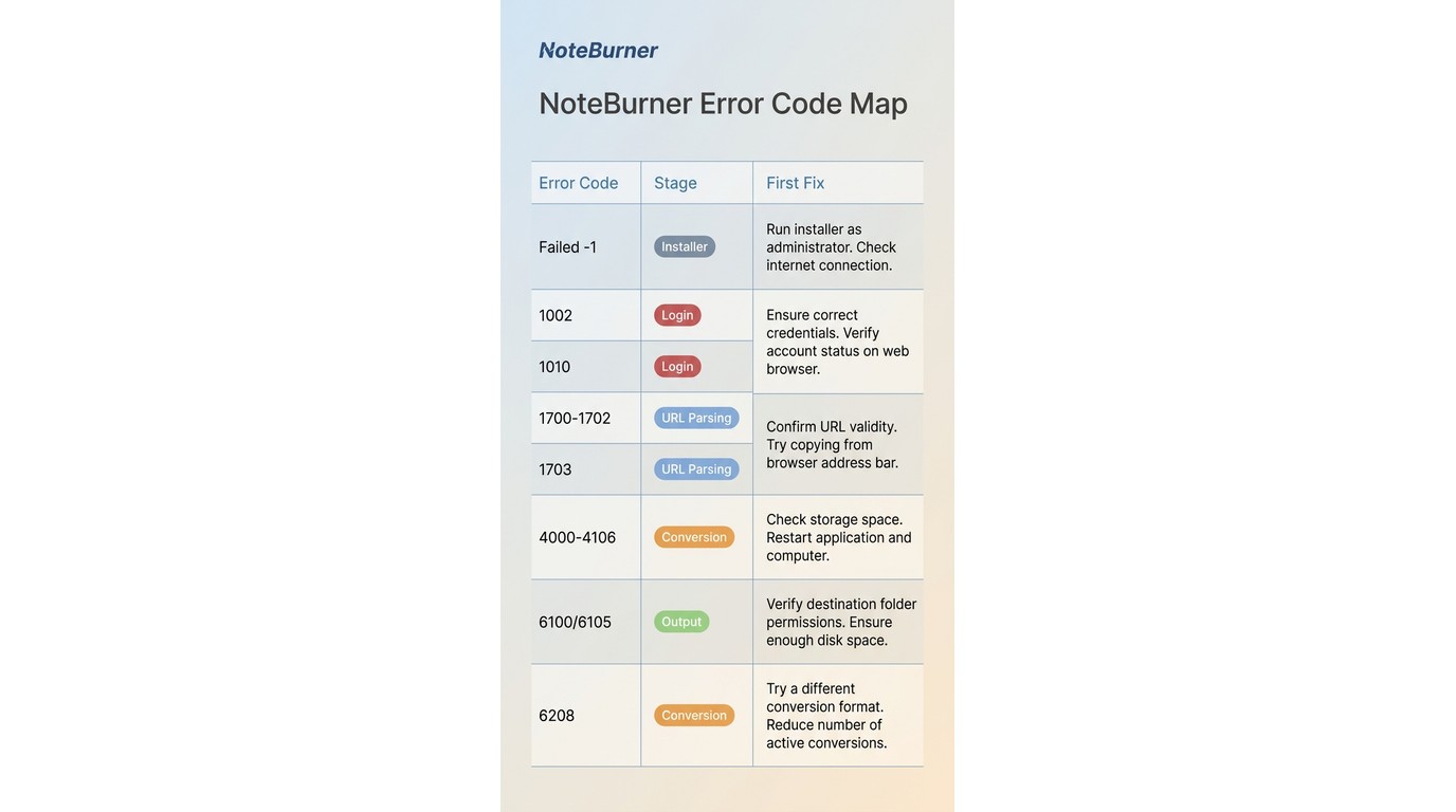 Pinpoint the failure stage and error code