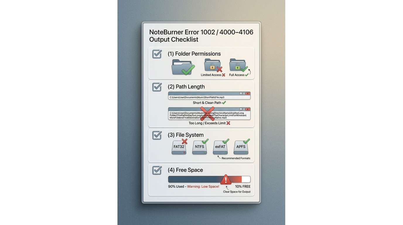 Fix noteburner error 1002 output folder permission 9896aa