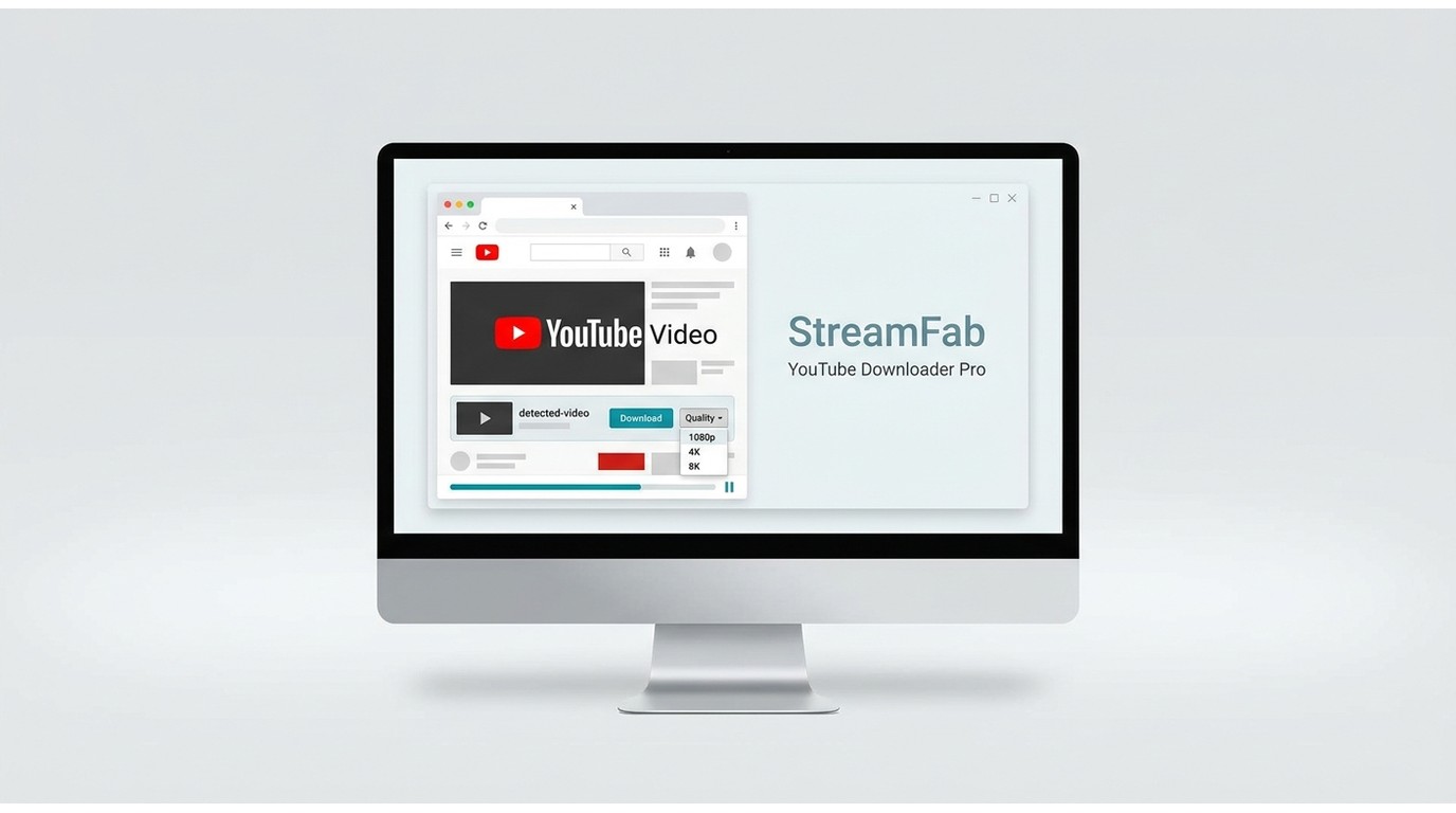 StreamFab YouTube Downloader Pro detects a YouTube video, offers up to 8K quality, and starts a down