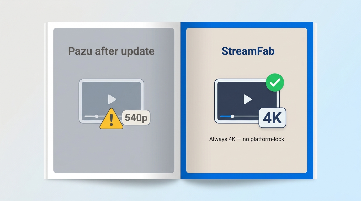 Pazu capped at 540p after platform update vs StreamFab delivering 4K on Netflix