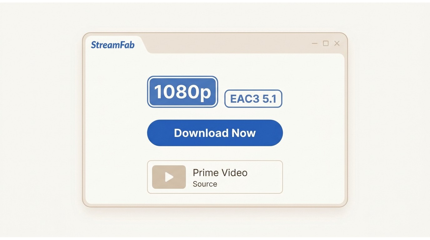 StreamFab Amazon Downloader showing 1080p resolution and EAC3 5.1 audio selected for an Amazon Prime