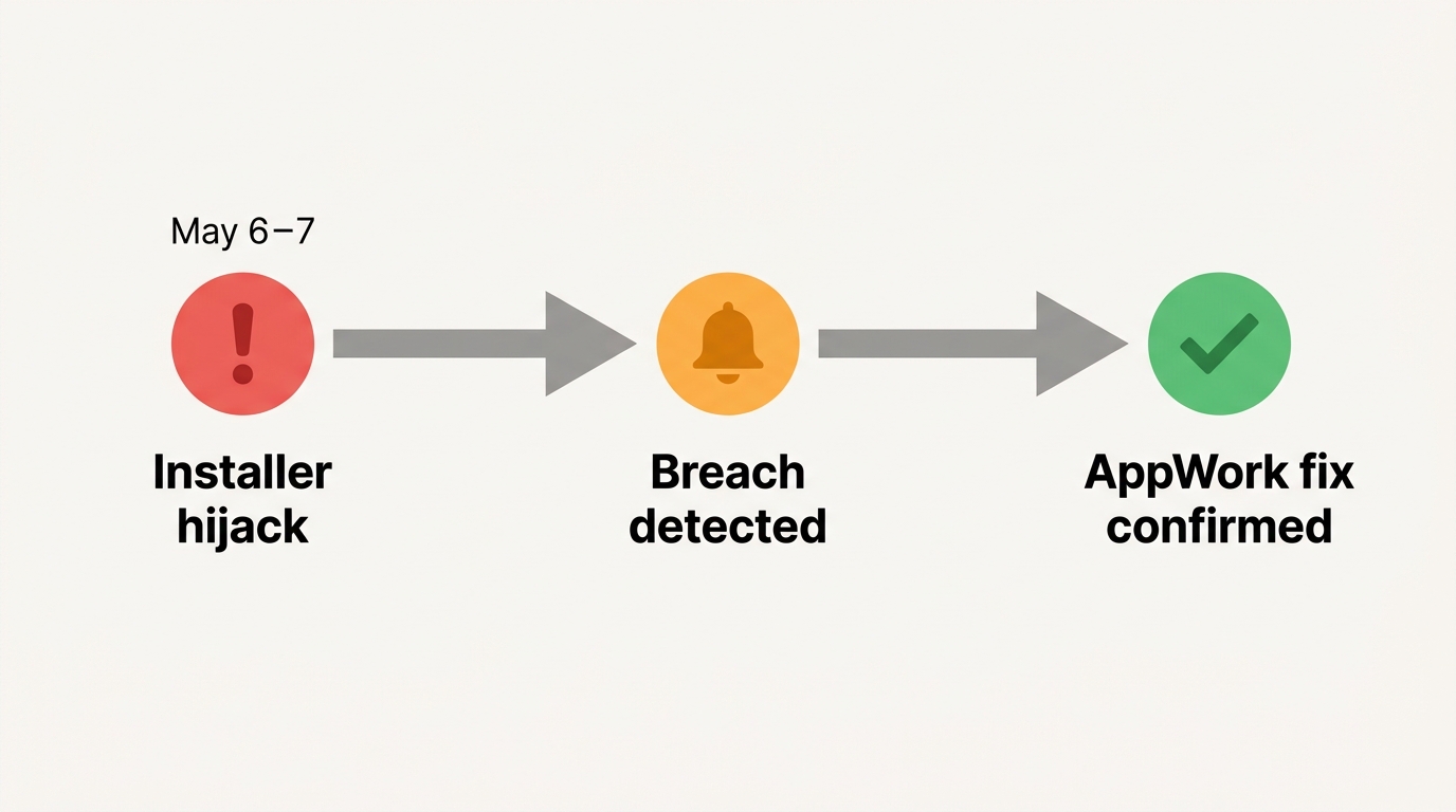 Timeline of JDownloader May 2026 installer incident: affected links, detection, and AppWork GmbH res