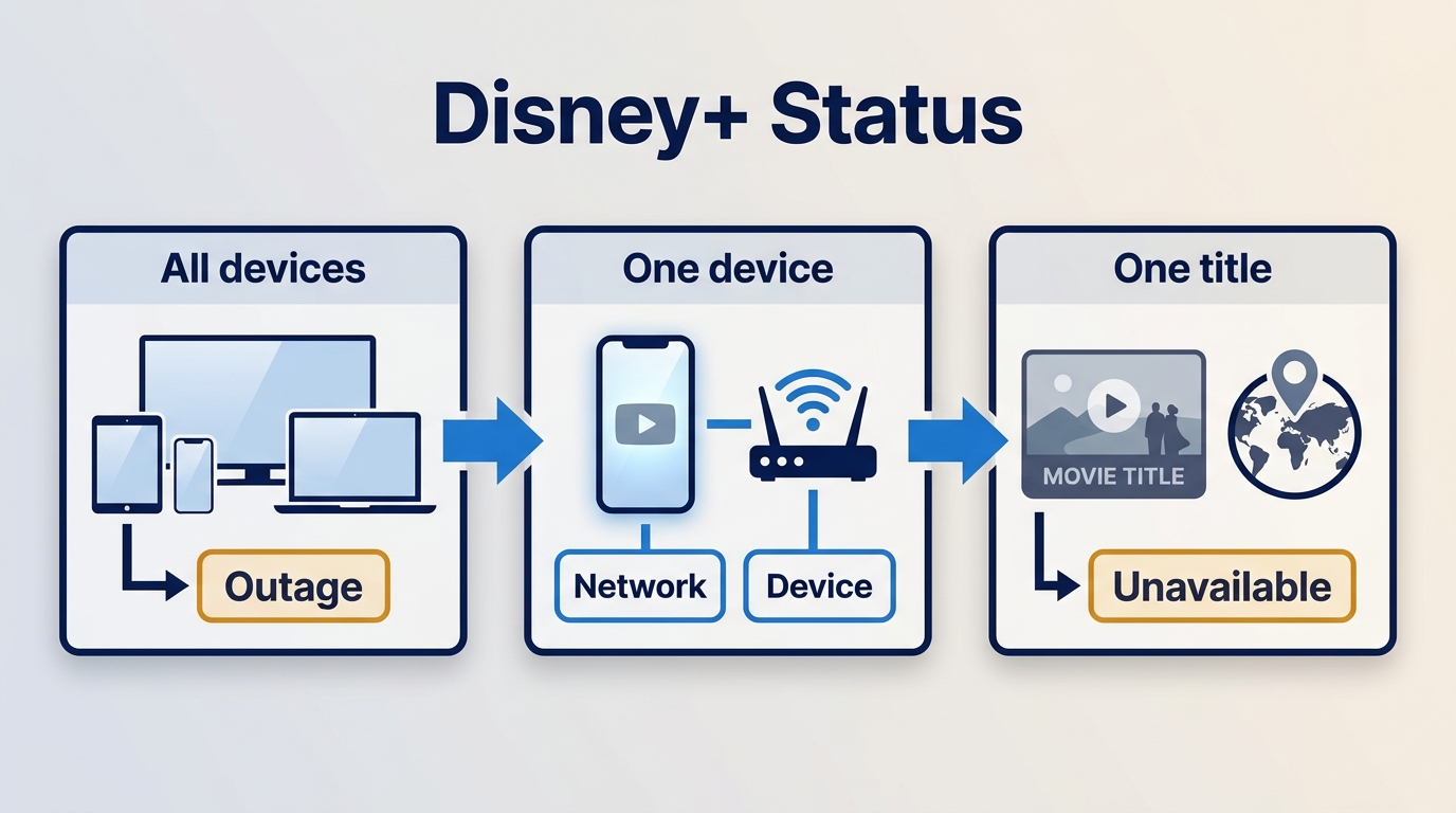 Disney+ outage, network, device, and unavailable-content troubleshooting path
