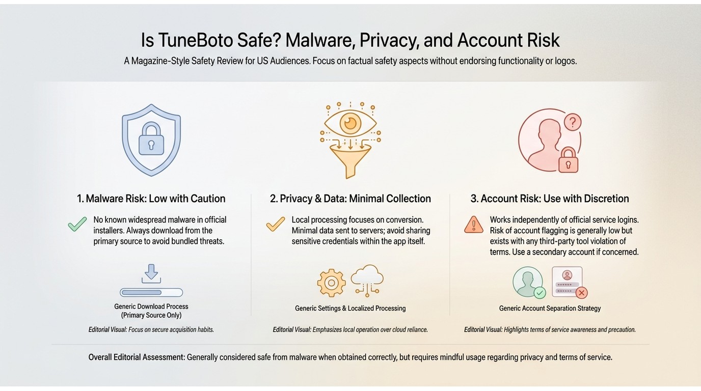 Is tuneboto safe malware privacy and account risk
