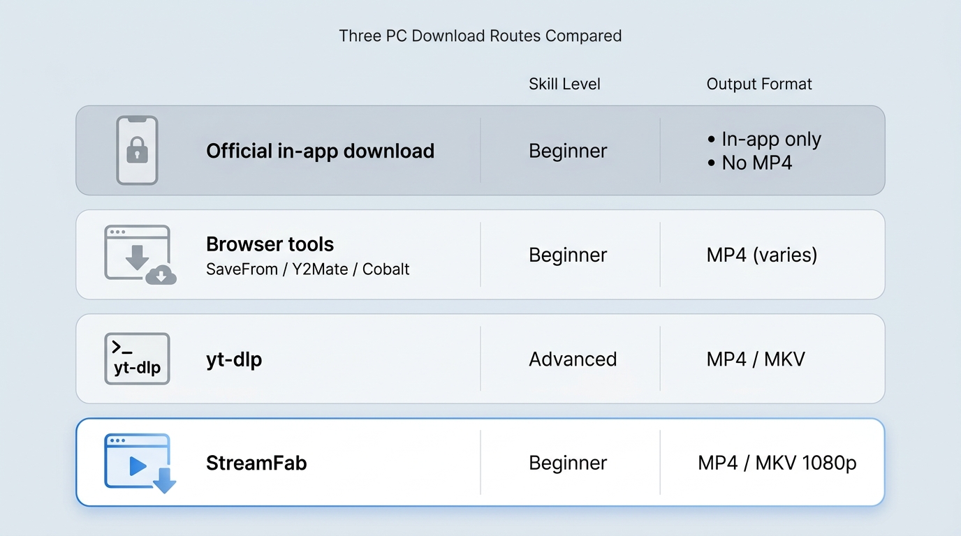Three pc download routes compared