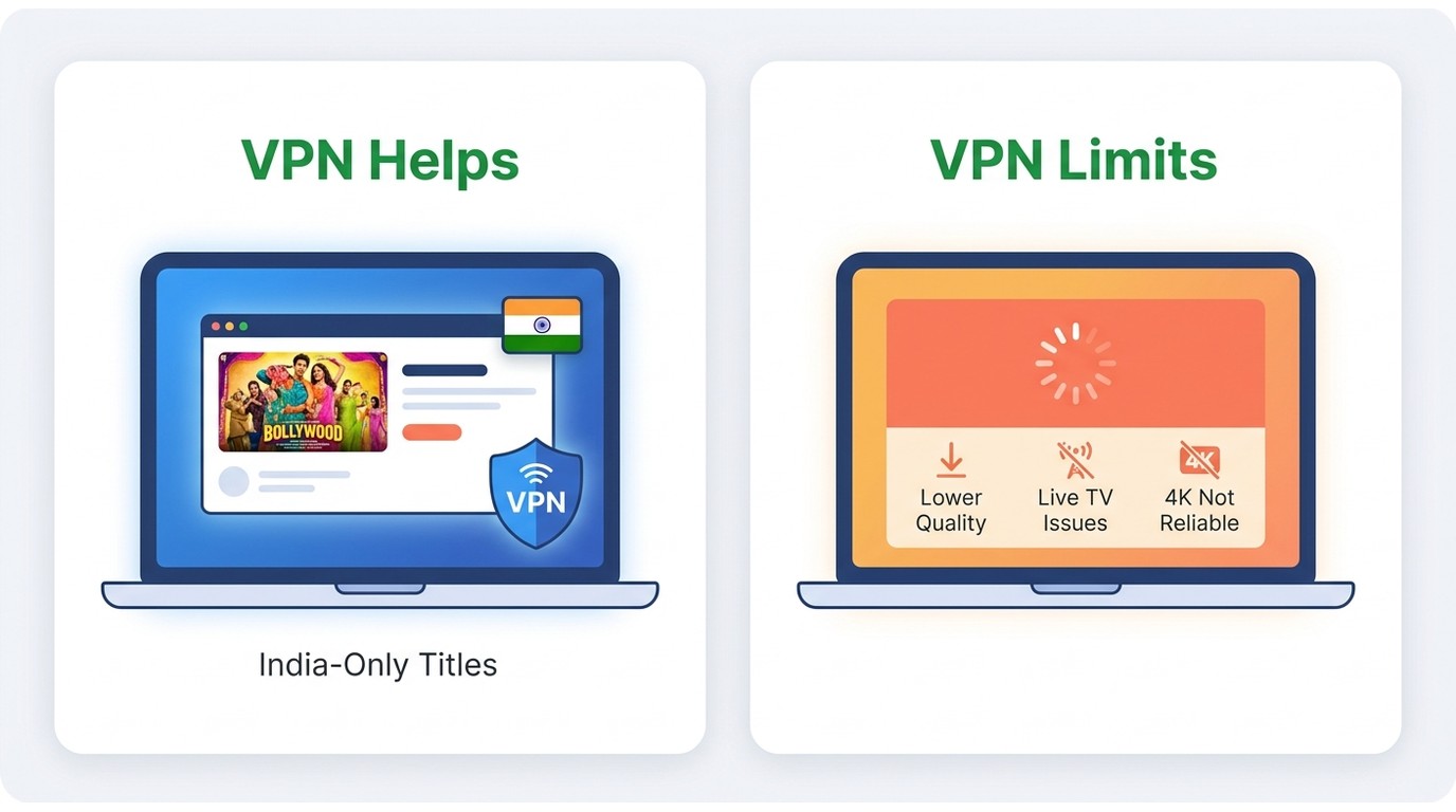 When a VPN helps vs hurts Zee5 streaming: India-only titles accessible but quality and live TV affec