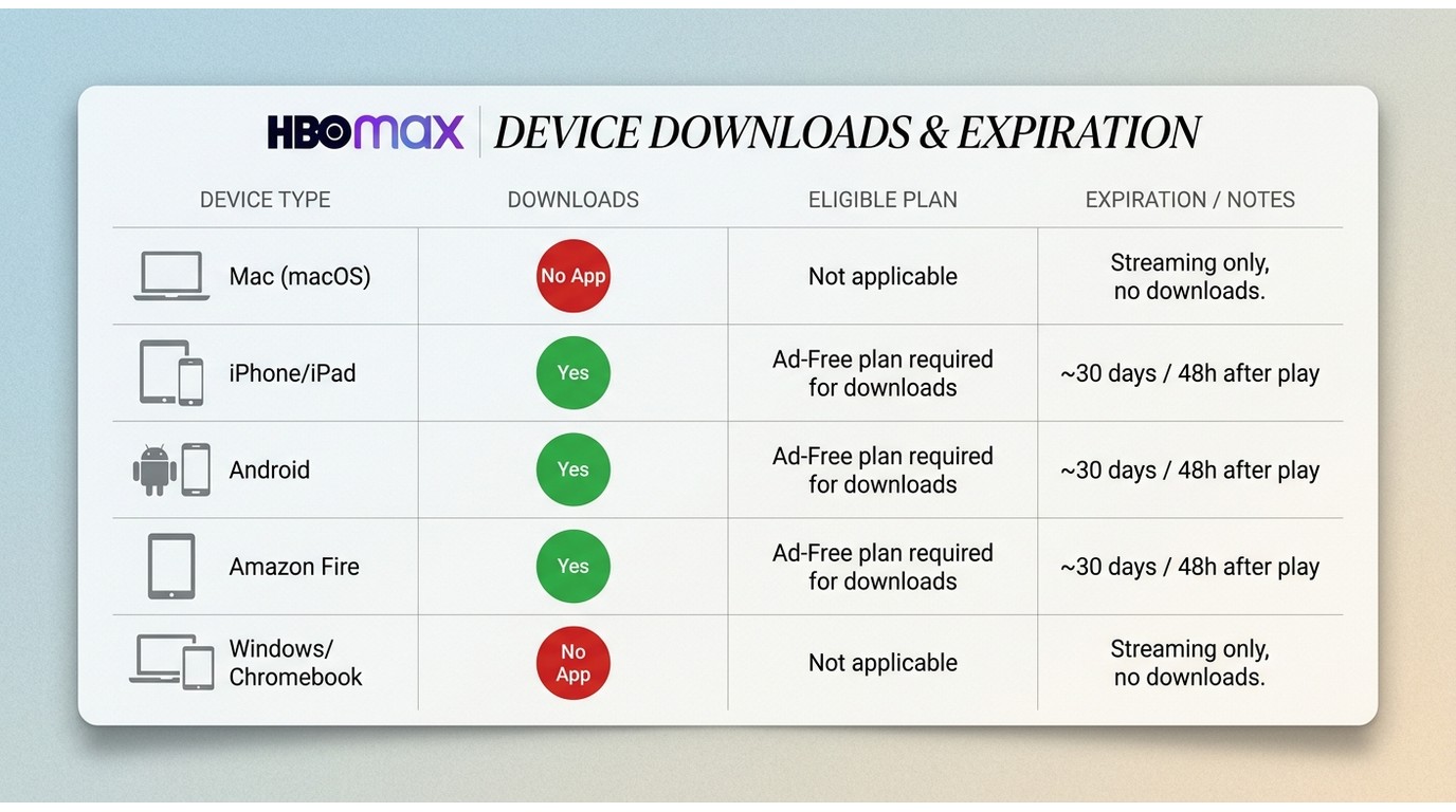 Does hbo max support official downloads on mac