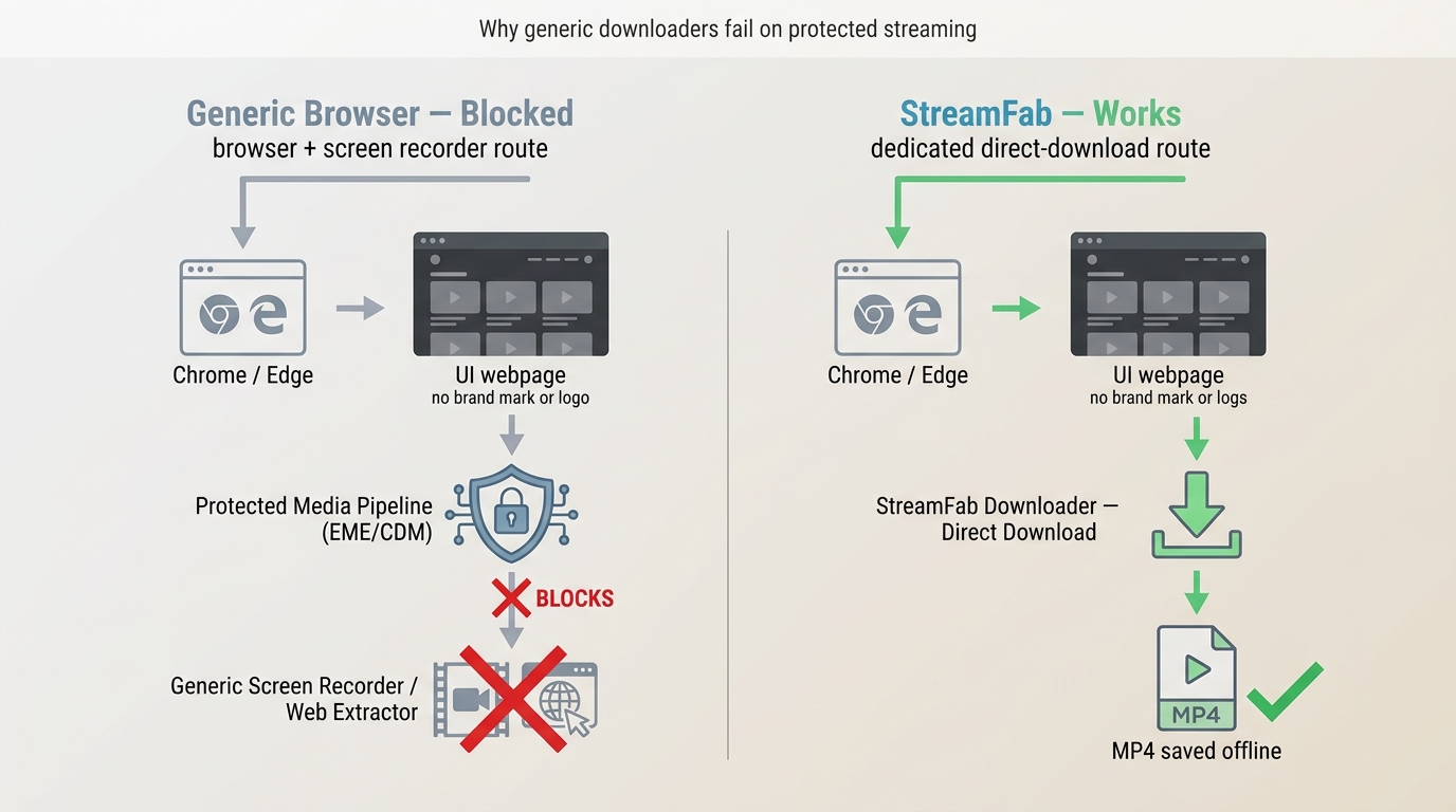 How Channel 4's DRM pipeline blocks generic browser-based downloaders and screen recorders