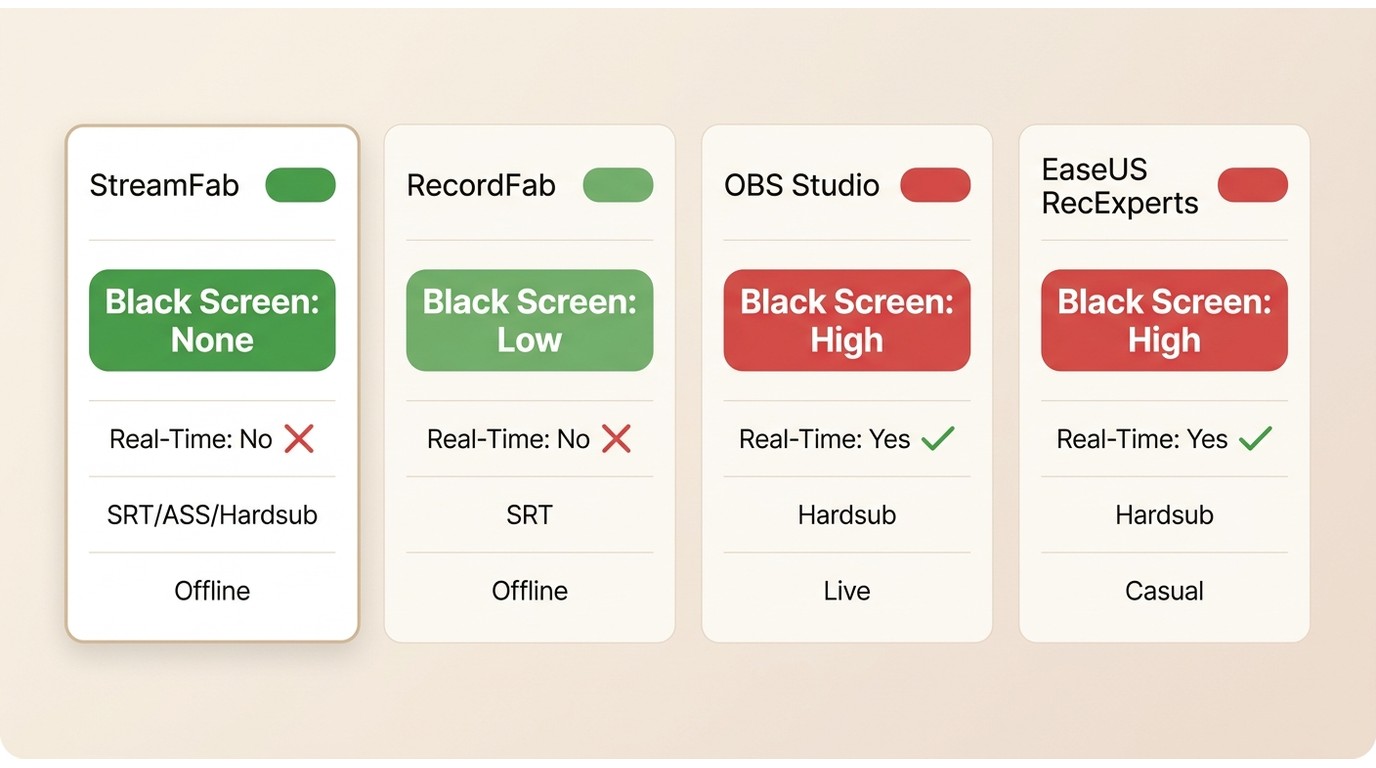 Crunchyroll recording options compared
