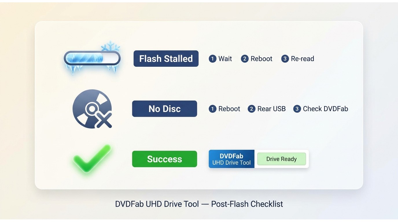 Troubleshooting and post flash verification