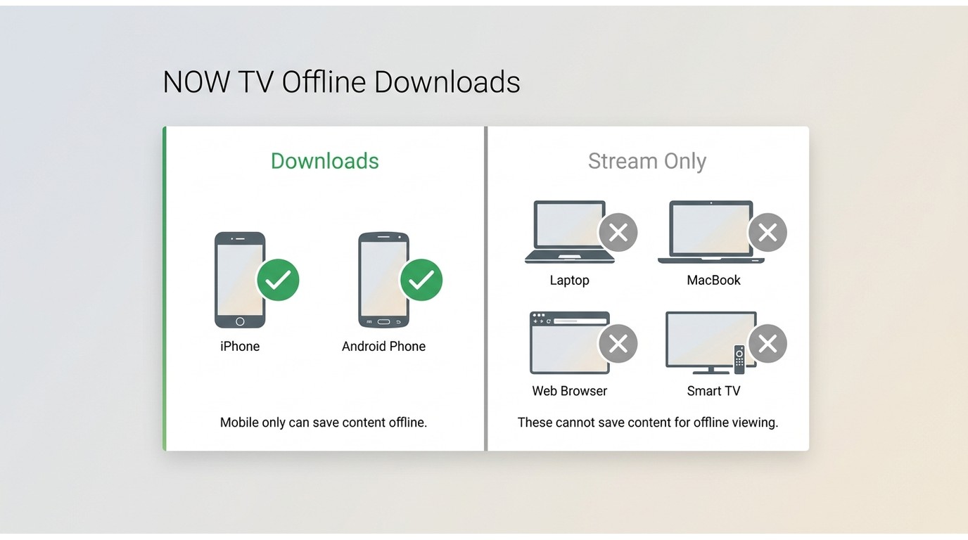 NOW TV offline downloads: iPhone and Android supported; Windows PC, Mac, browser, smart TV stream-on