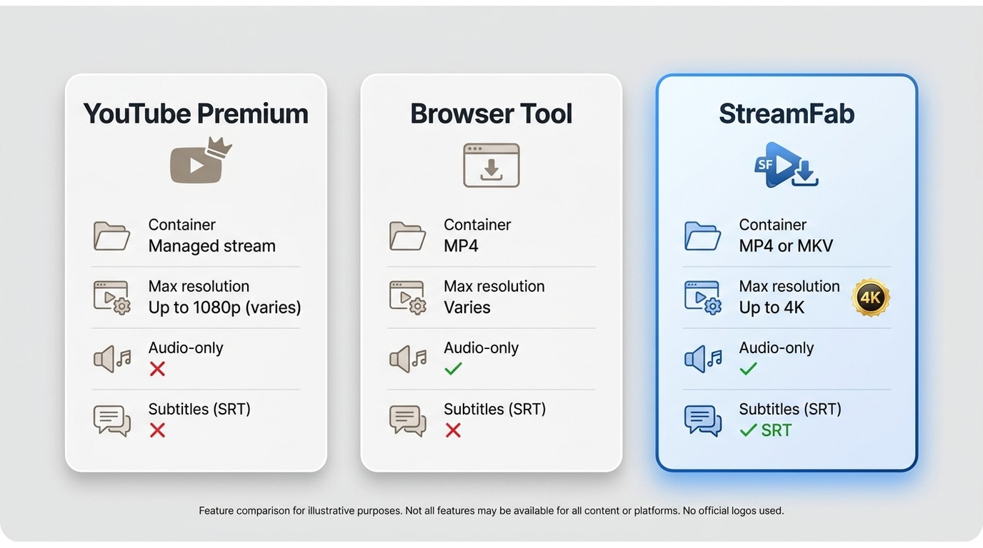Video audio and subtitle options
