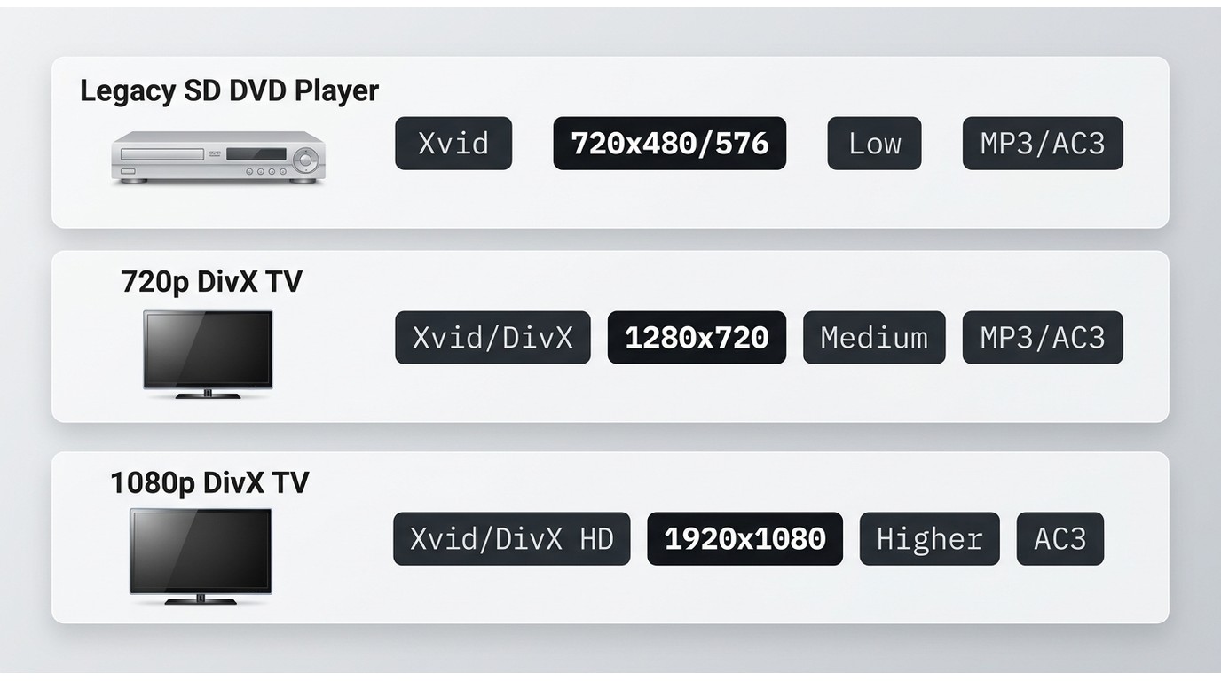 Avi settings for legacy playback