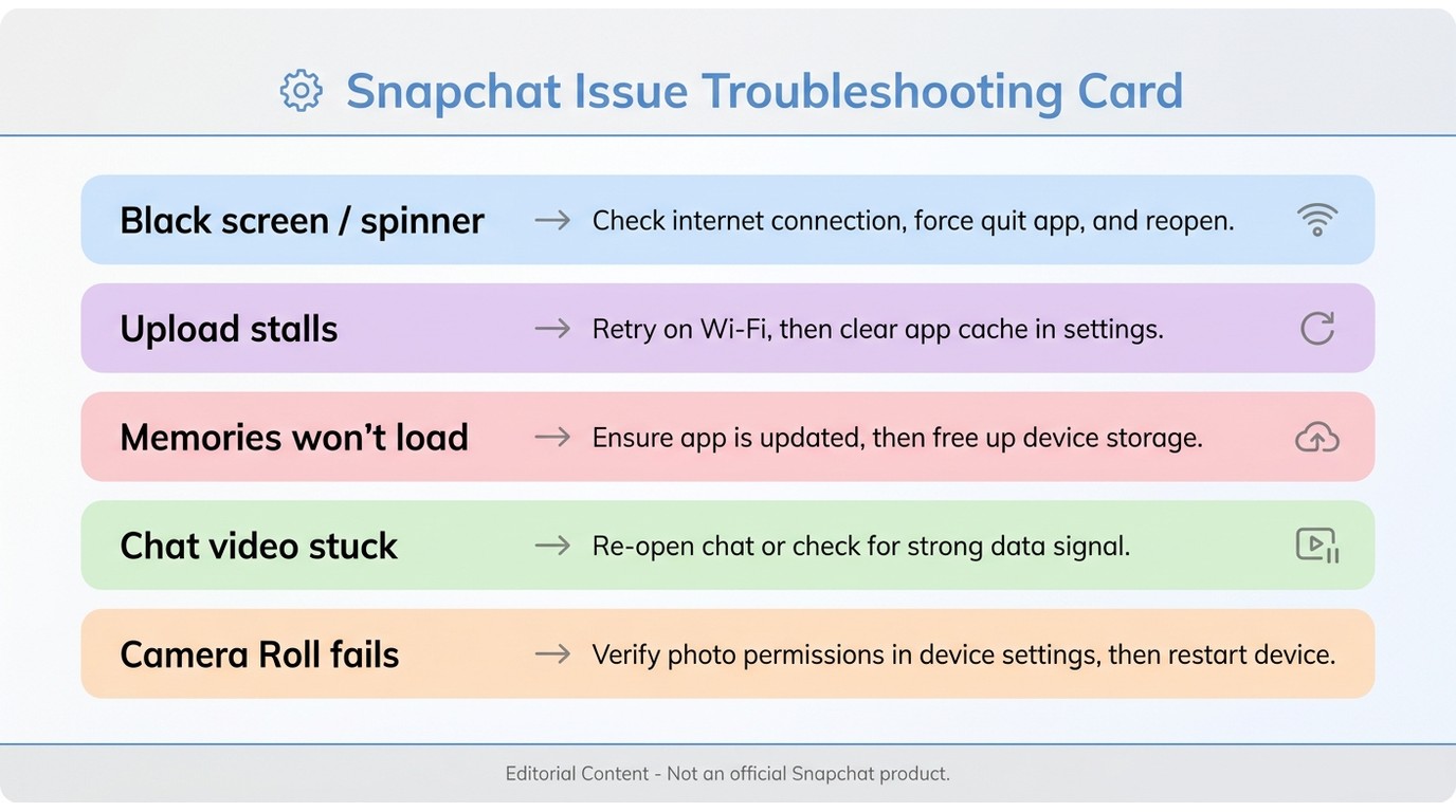 Identify which snapchat video problem you have