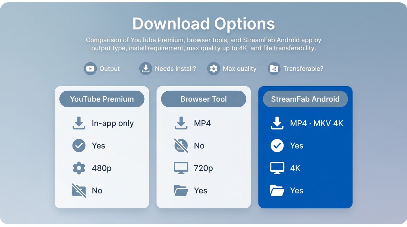 Three android download methods compared