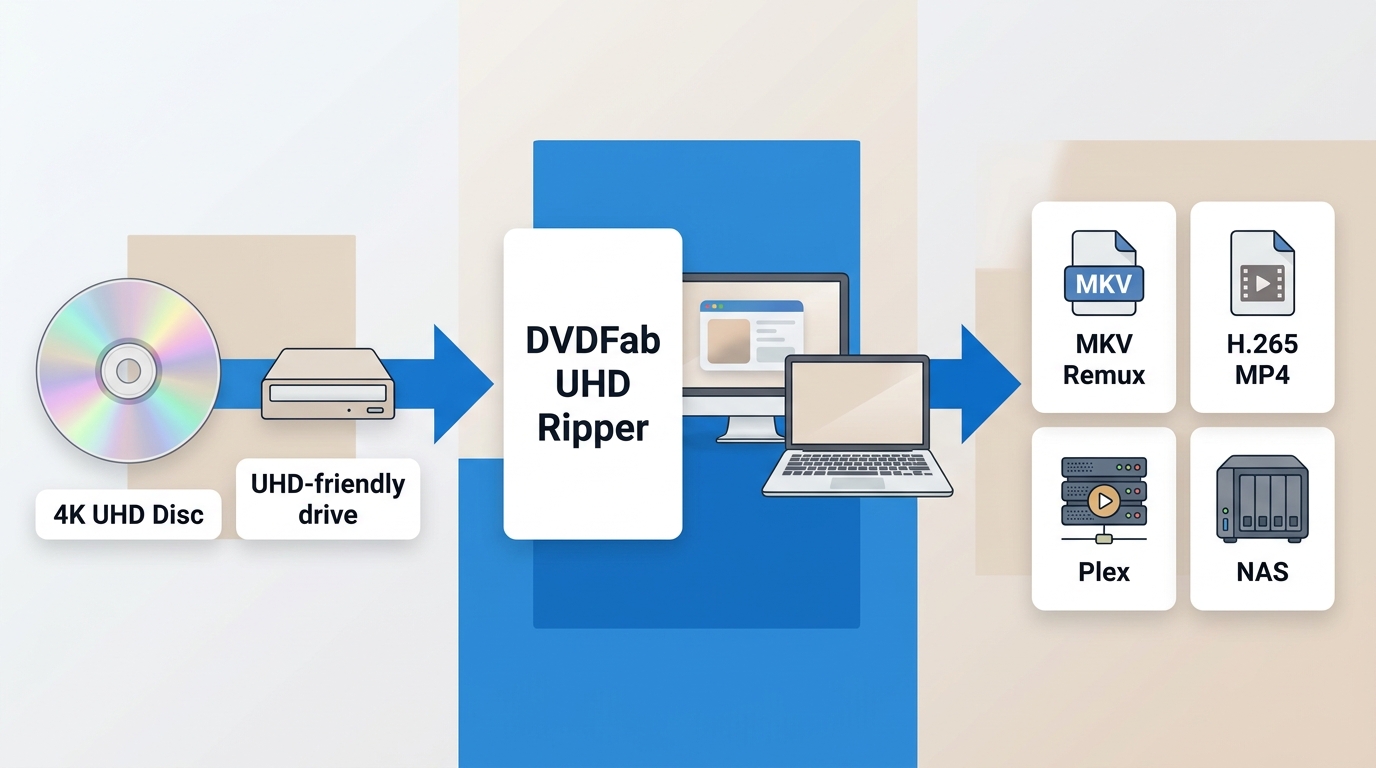 4K Blu-ray rip path from UHD drive to MKV or H.265 files for Plex and NAS playback