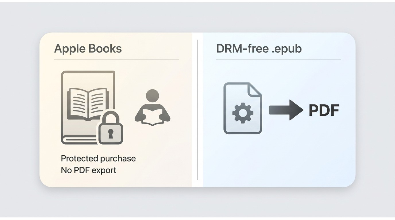 Protected Apple Books purchases differ from DRM-free EPUB conversion files