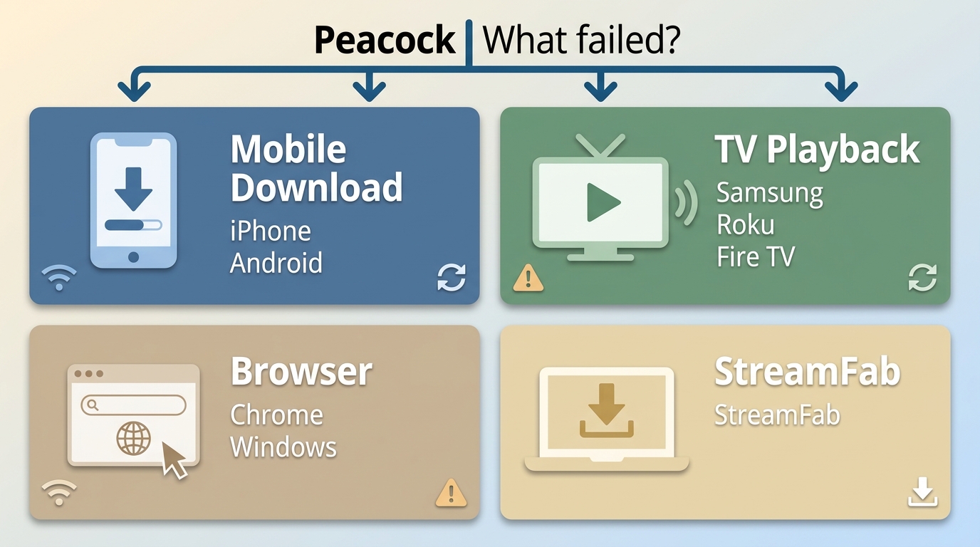 peacock download not working