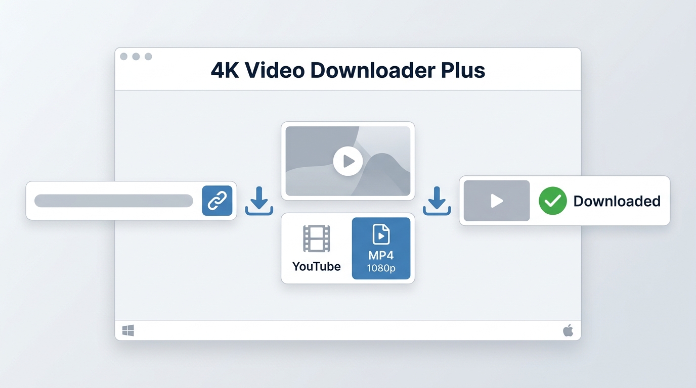 4K Video Downloader Plus selecting an MP4 1080p YouTube video download.