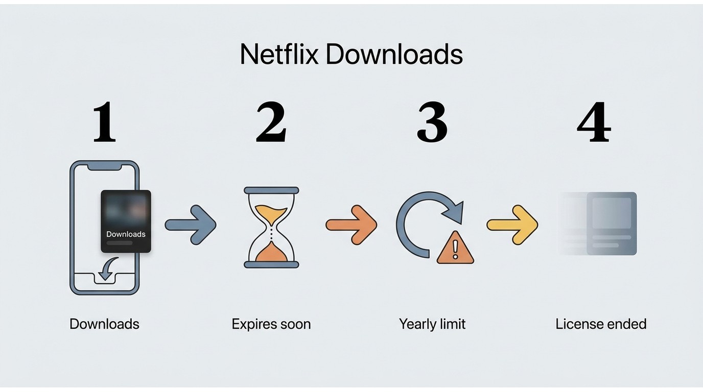 Netflix downloads can expire, hit yearly redownload limits, or disappear when a title leaves Netflix