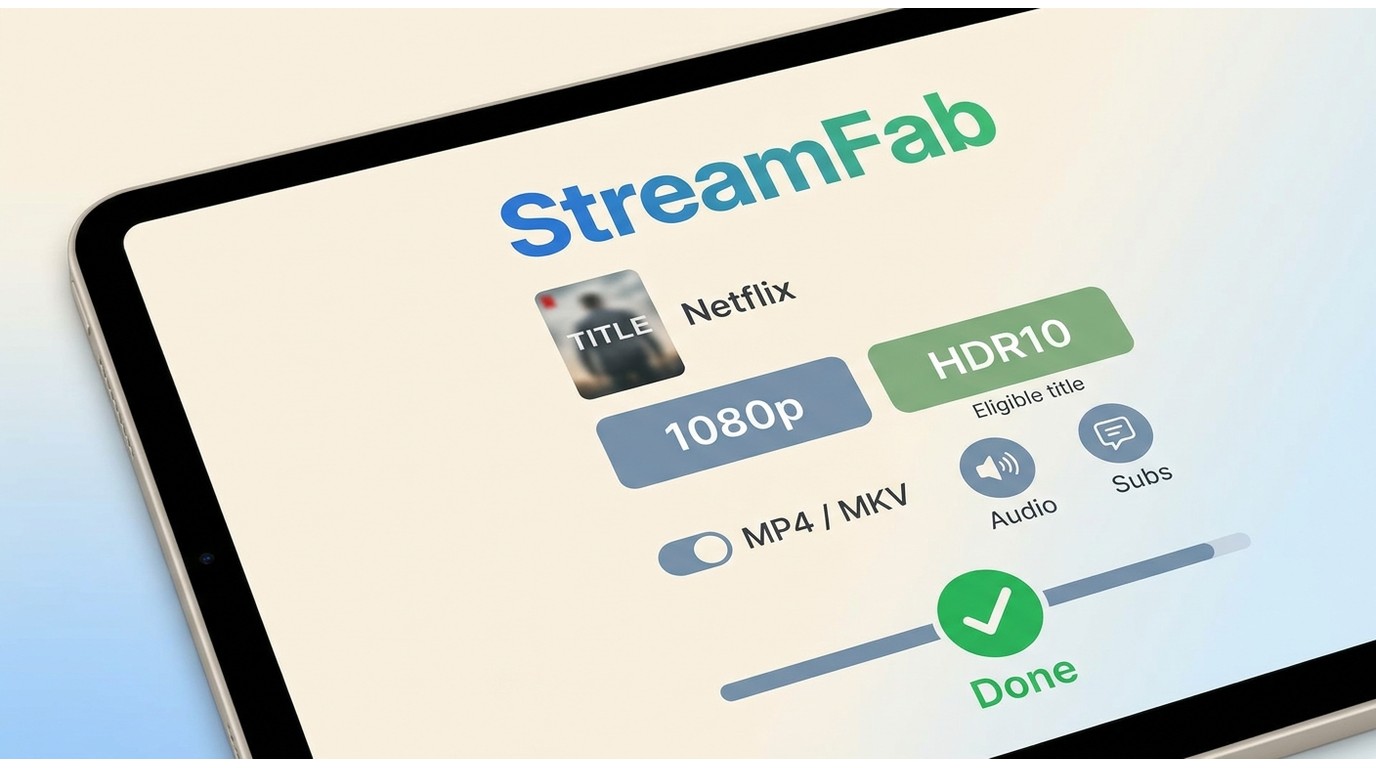 StreamFab downloads an eligible Netflix title with 1080p, HDR, MP4 or MKV, audio and subtitle choice