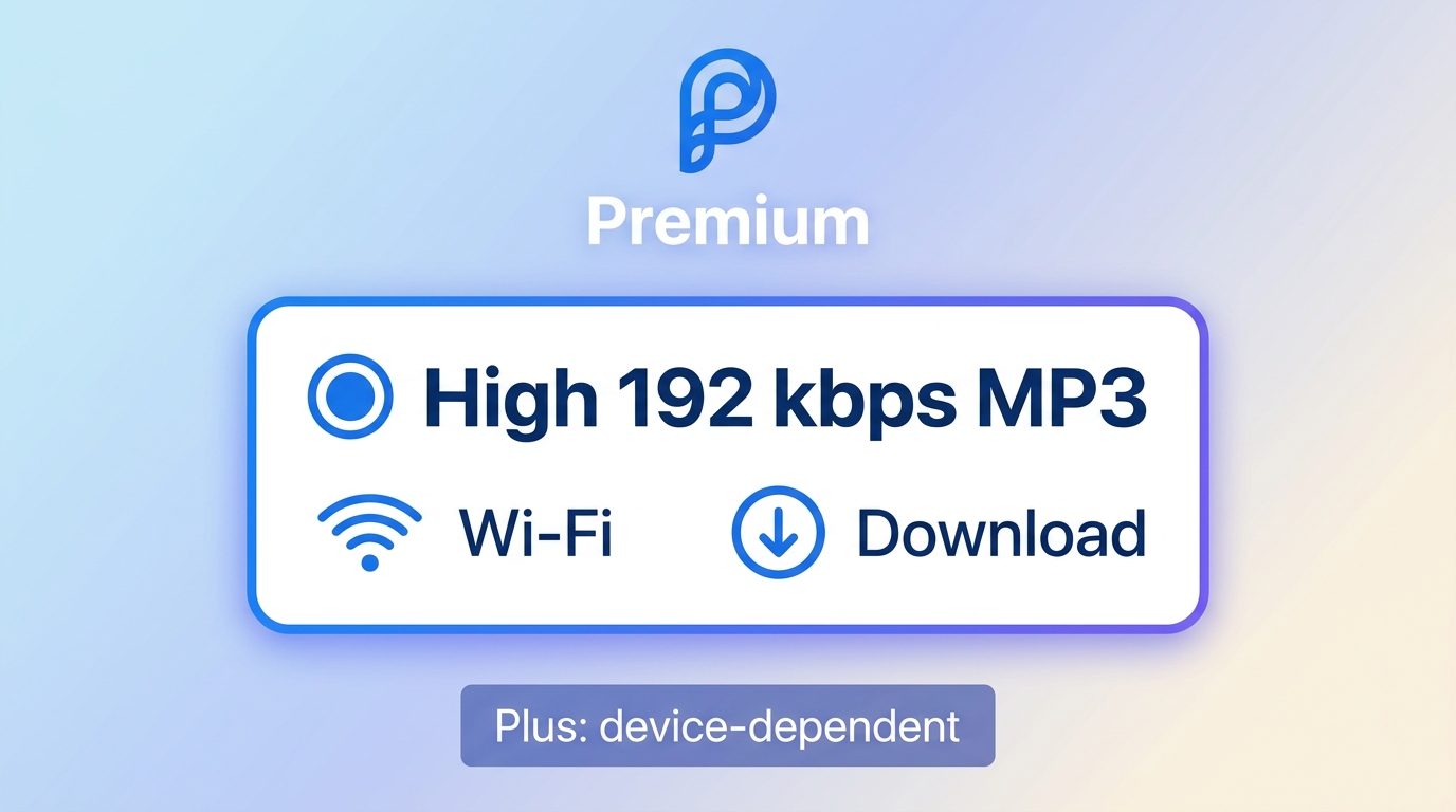 Pandora Premium mobile audio quality set to High 192 kbps MP3