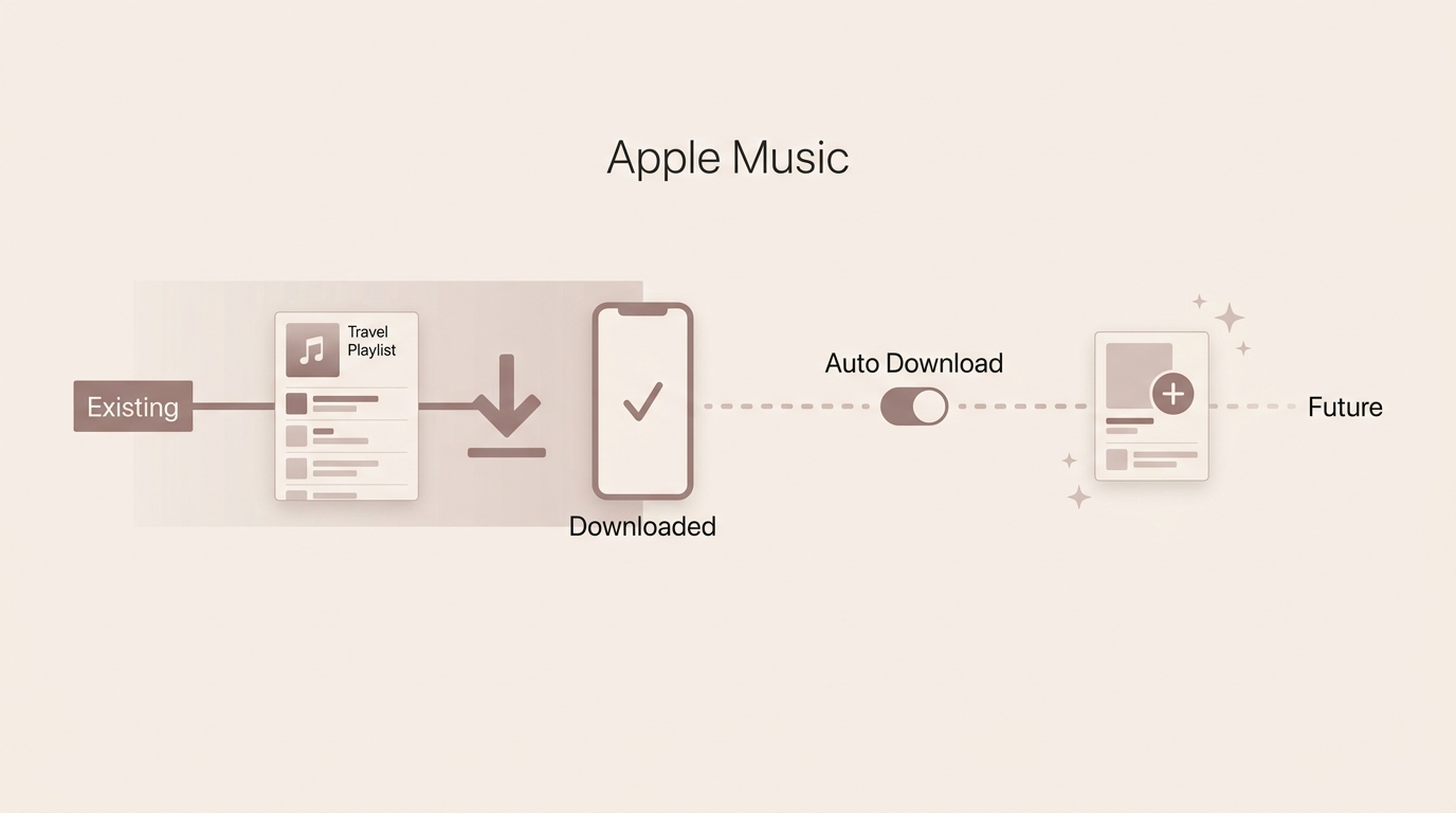 Apple Music playlist downloads can save selected existing songs, while Automatic Downloads applies t